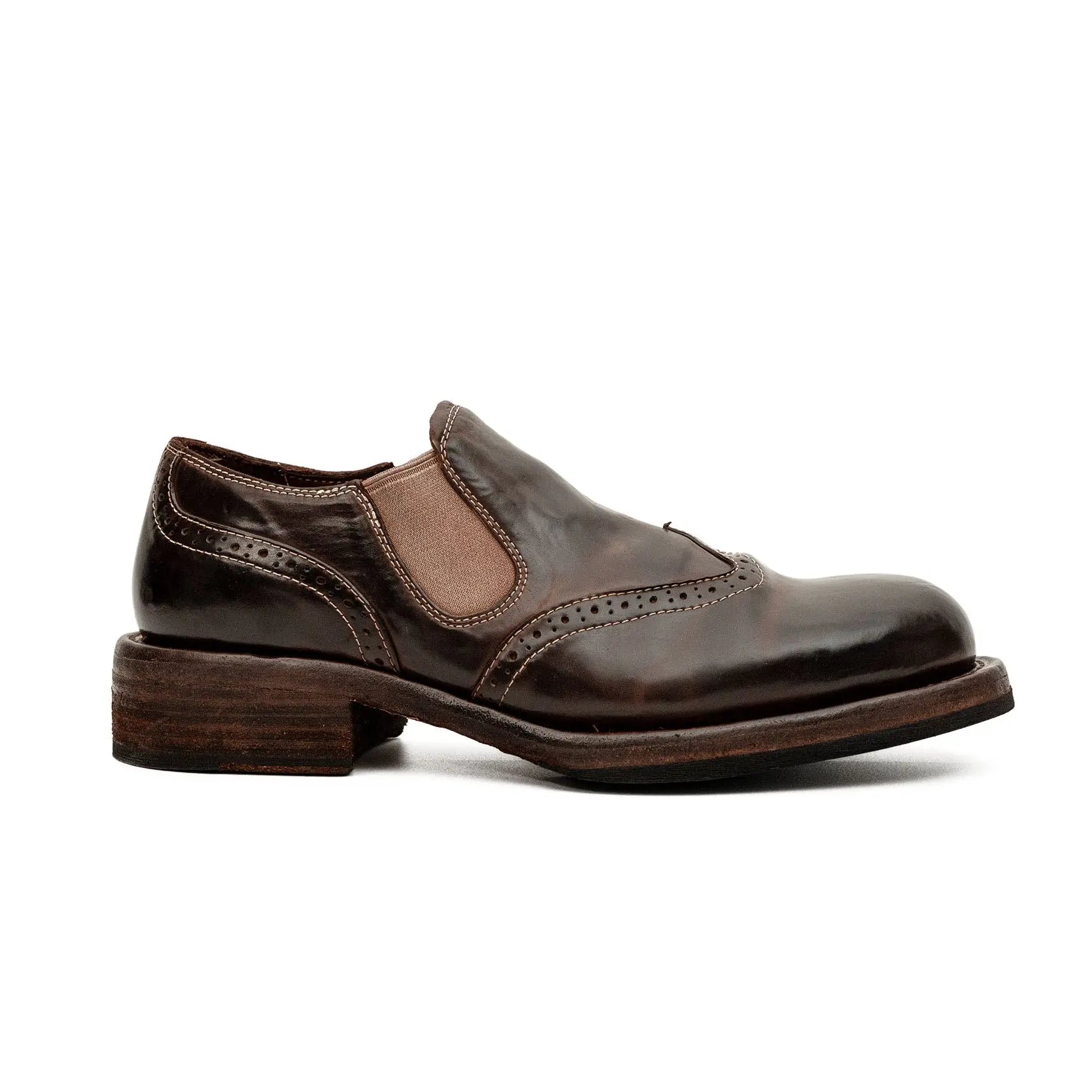 Dark Brown Washed Horse Leather Slip-On Casual Shoes