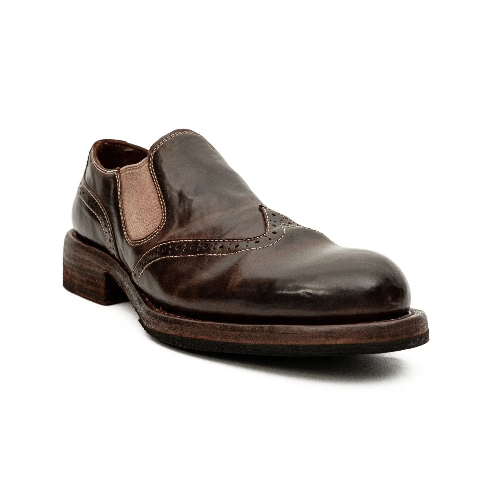 Dark Brown Washed Horse Leather Slip-On Casual Shoes