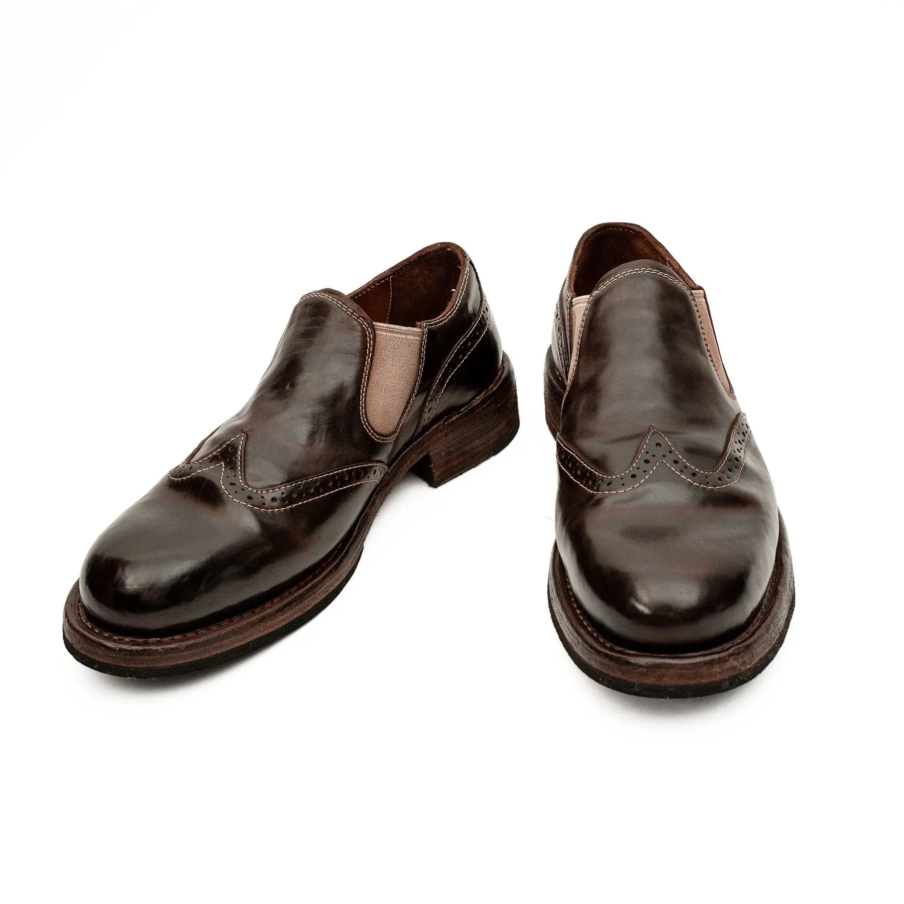 Dark Brown Washed Horse Leather Slip-On Casual Shoes