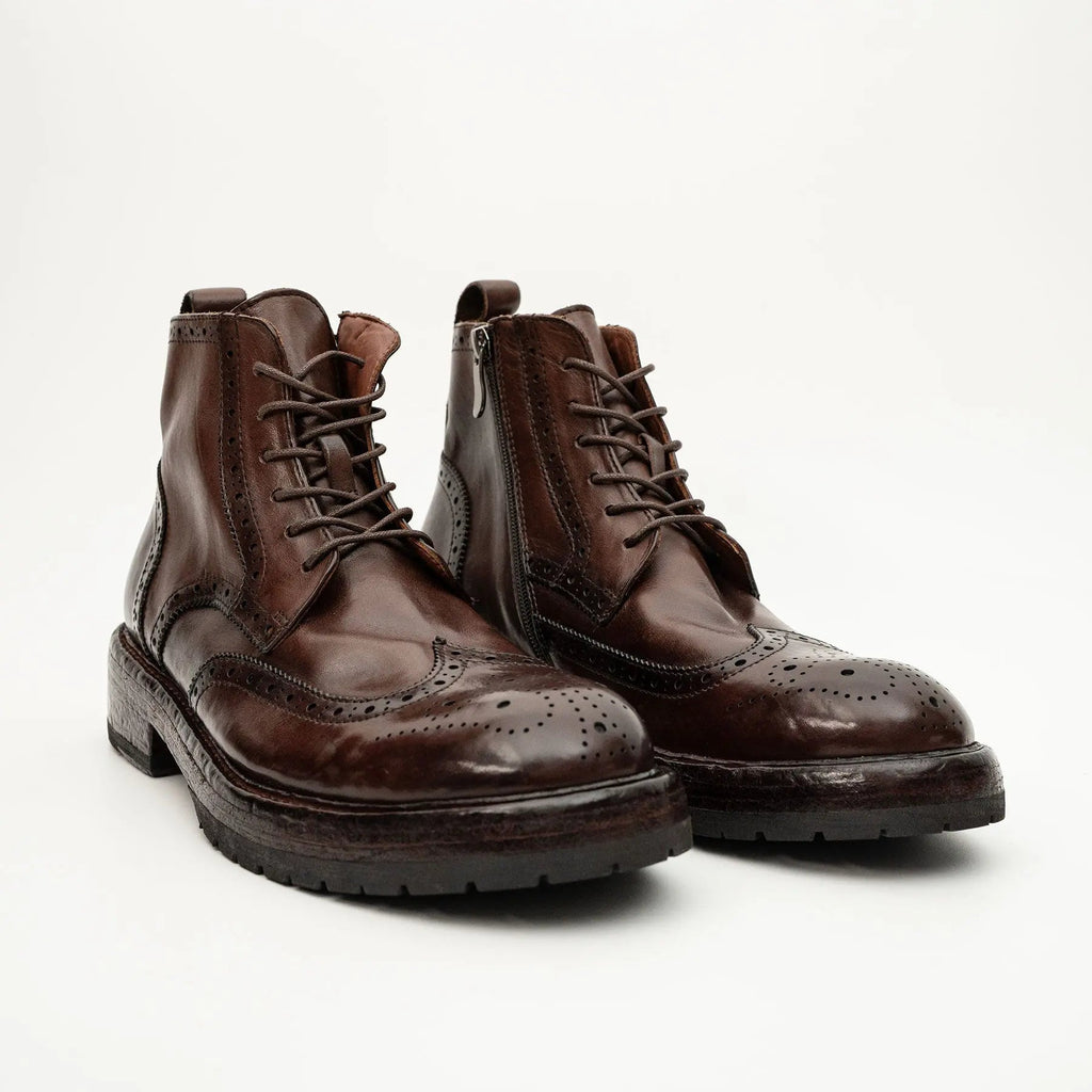 Dark Brown Wingtip Combat Boot