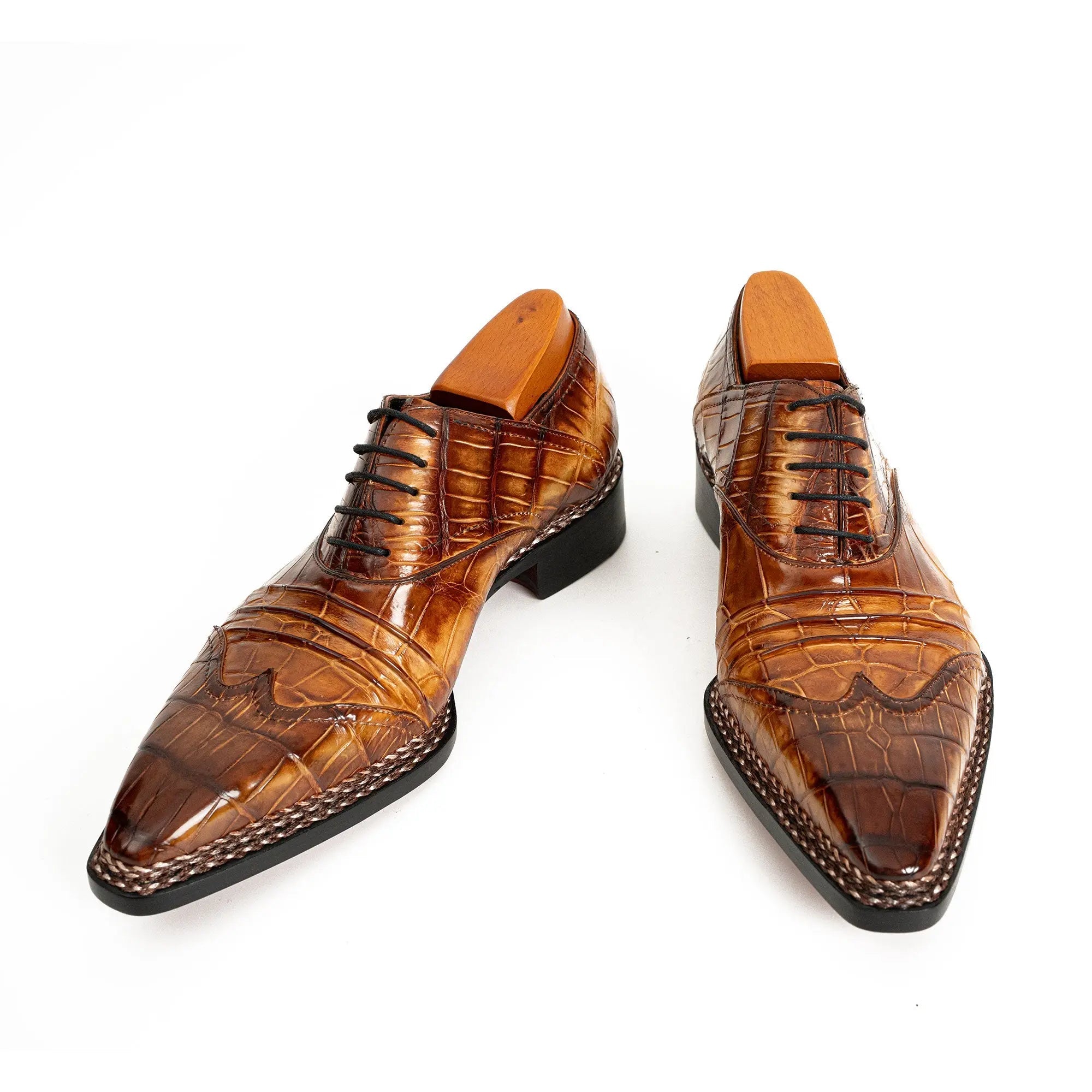 Cognac Crocodile Oxford Dress Shoe