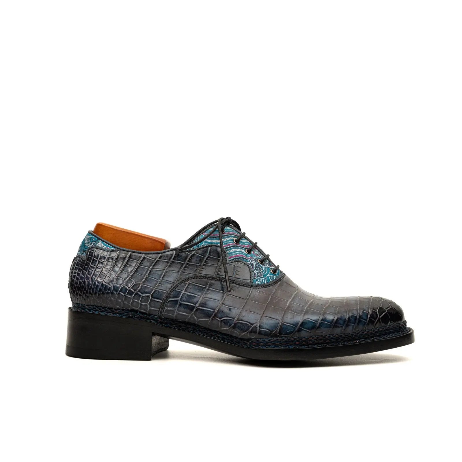 Blue Pattern Crocodile Norwegian Oxford