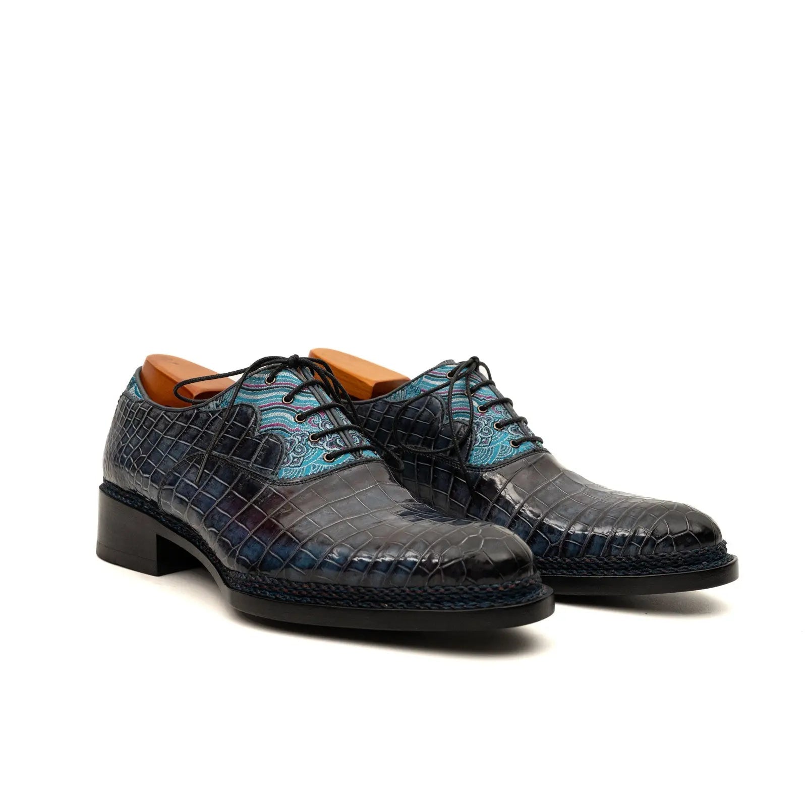 Blue Pattern Crocodile Norwegian Oxford