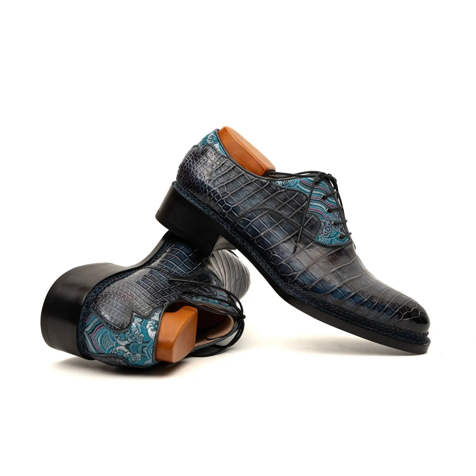 Blue Pattern Crocodile Norwegian Oxford