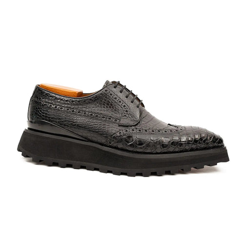 Black Croc Lug Derby
