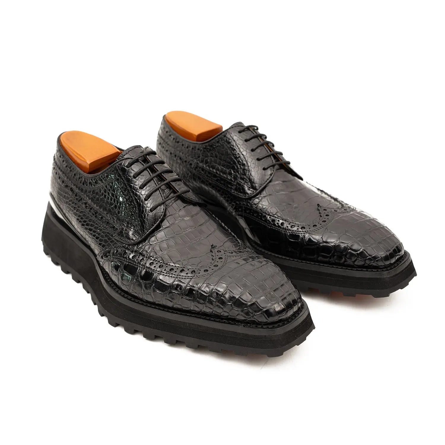 Black Croc Lug Derby