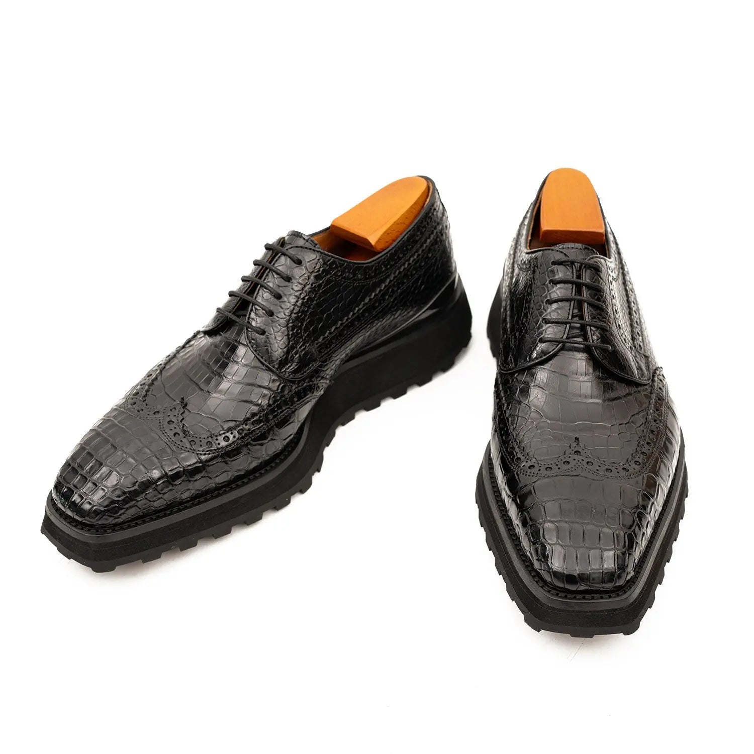 Black Croc Lug Derby