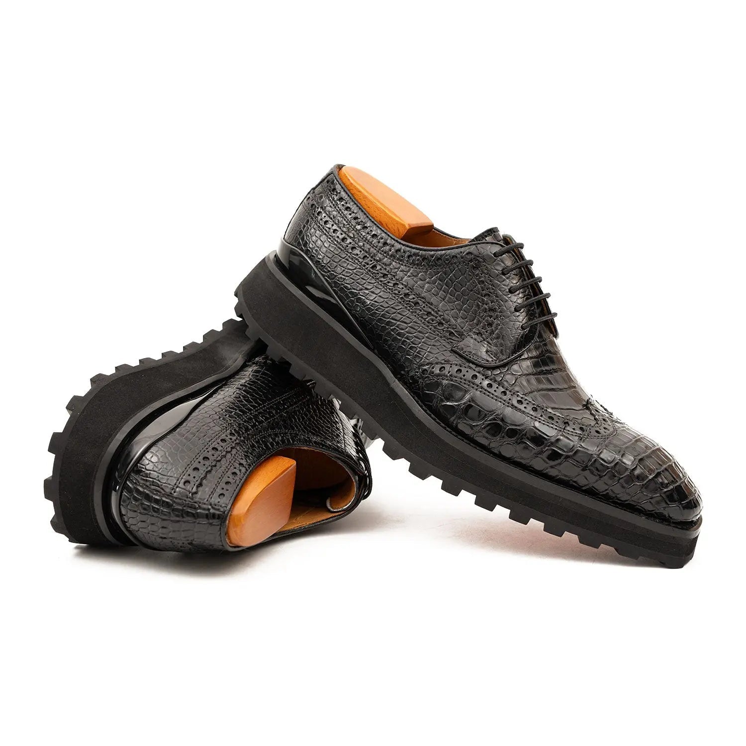 Black Croc Lug Derby