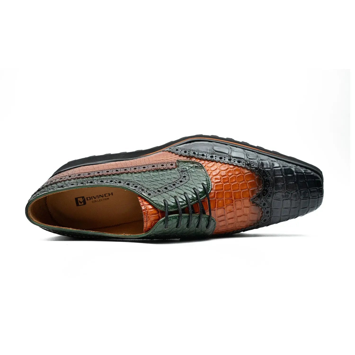 Tri-Tone Crocodile Wingtip Lug Derby