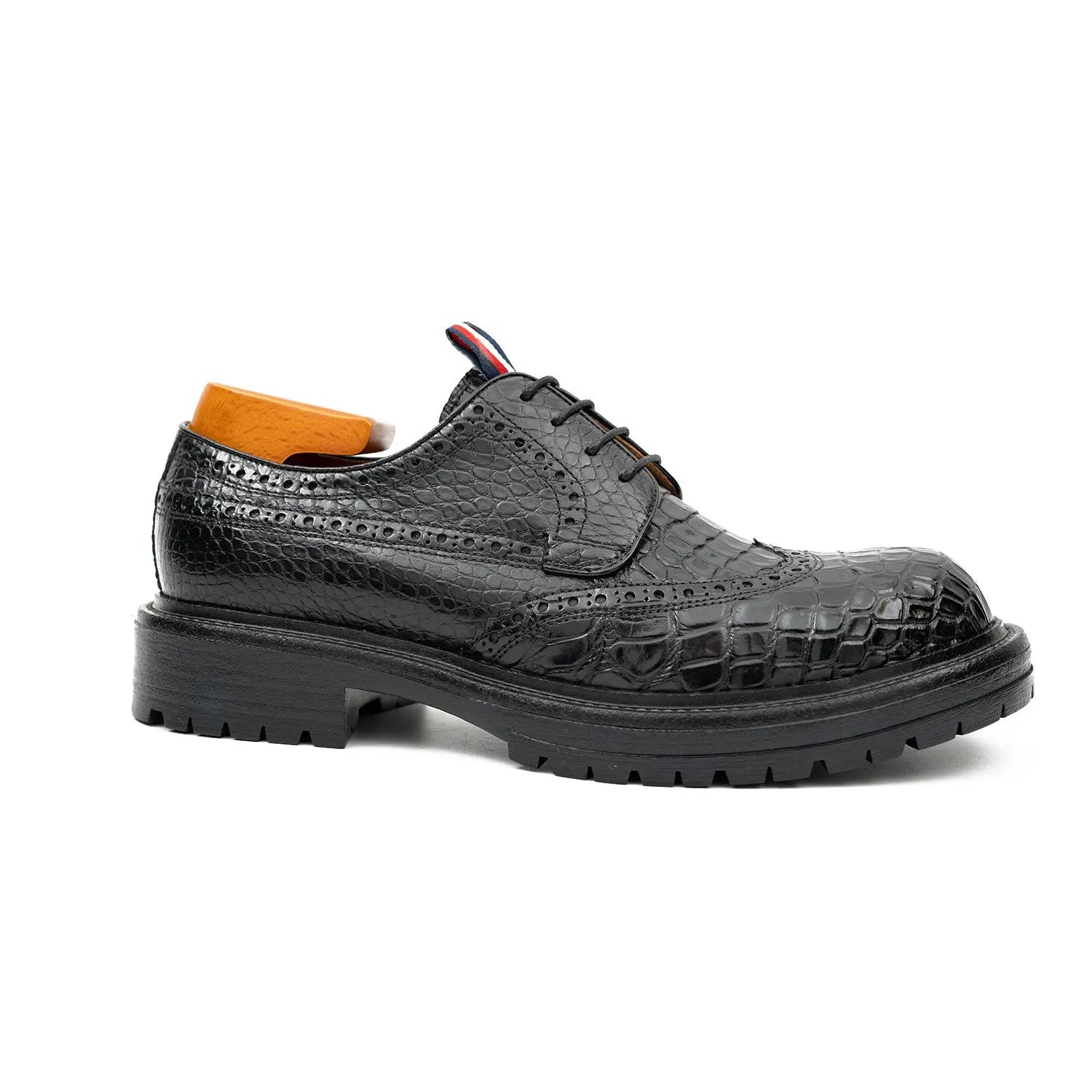 Black Croc-Embossed Derby