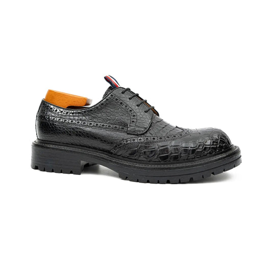 Black Croc-Embossed Derby