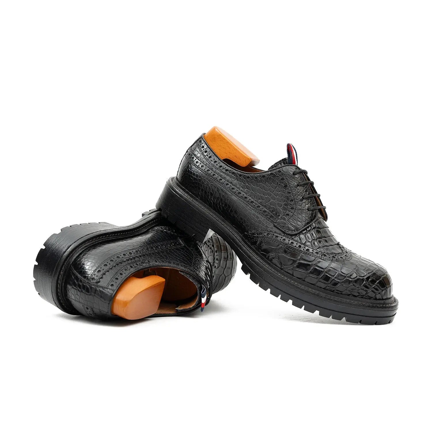 Black Croc-Embossed Derby