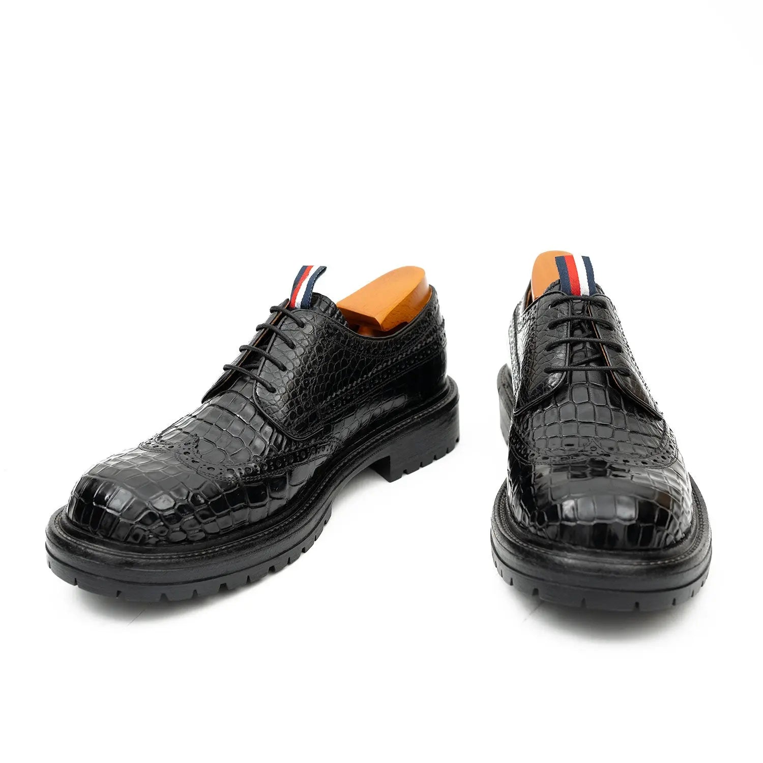 Black Croc-Embossed Derby