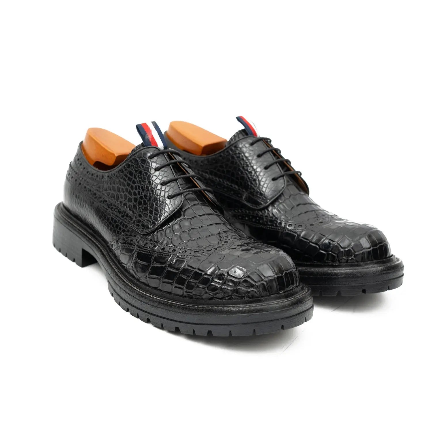 Black Croc-Embossed Derby