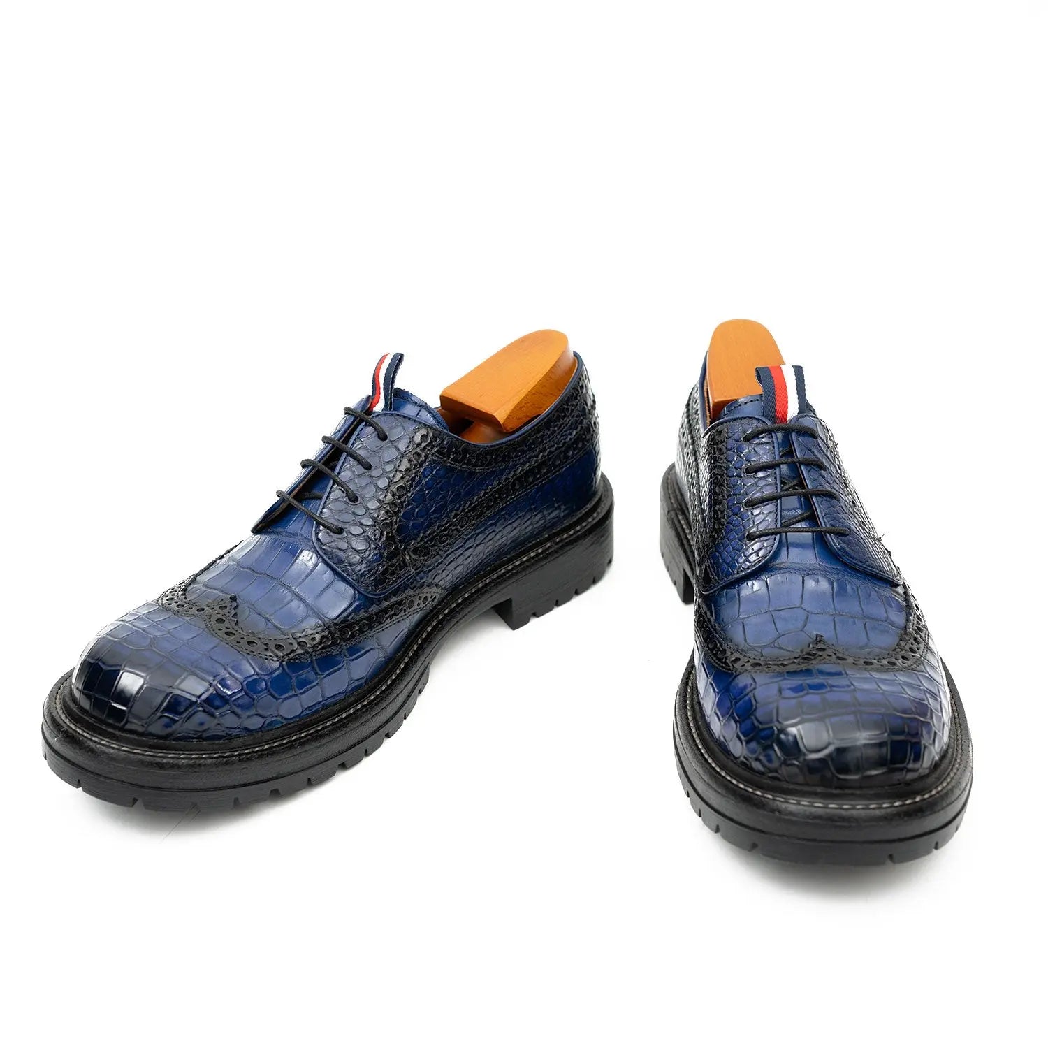 Blue Crocodile Lug Derby Shoes
