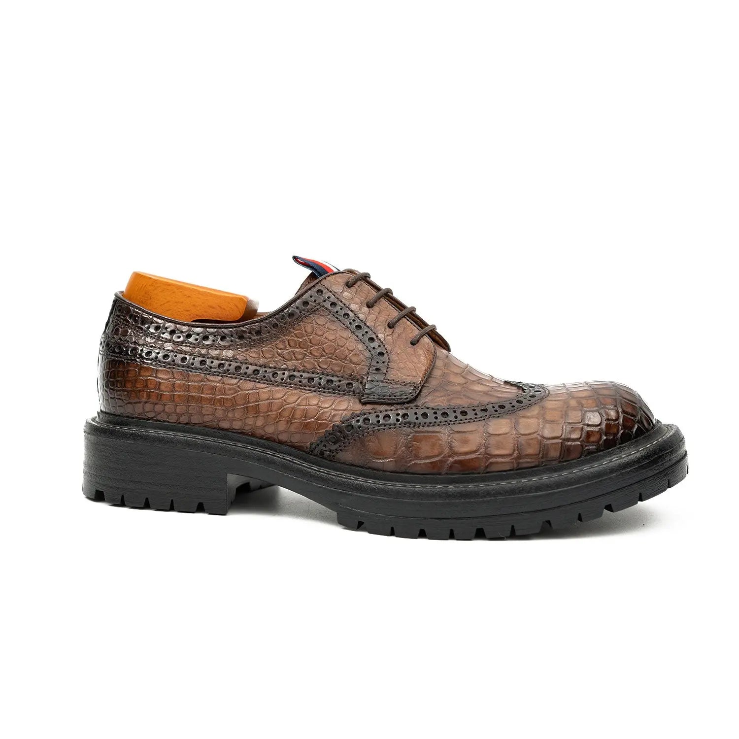 Croc-Embossed Lug Derby Shoes