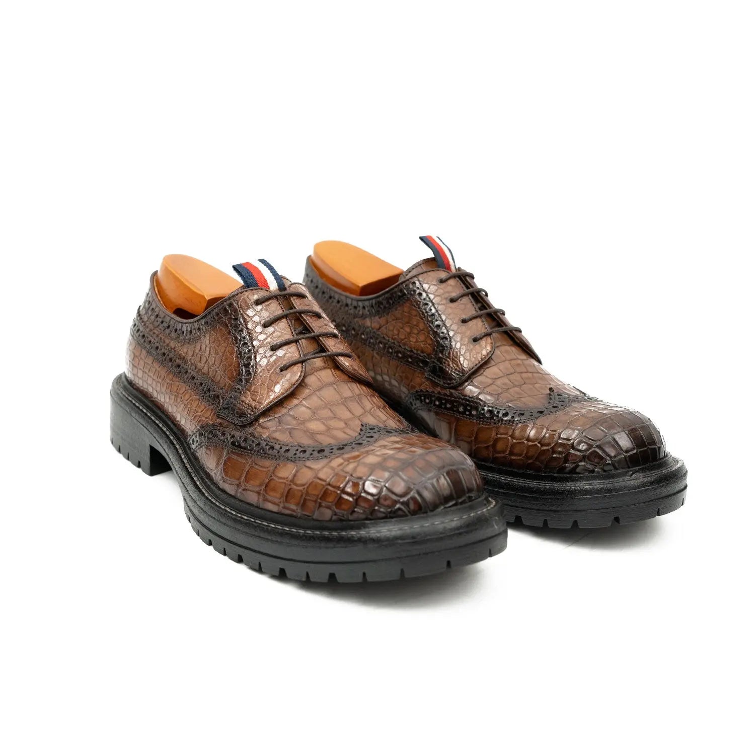 Croc-Embossed Lug Derby Shoes