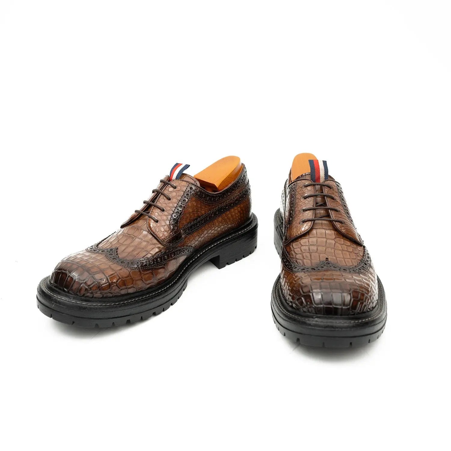 Croc-Embossed Lug Derby Shoes