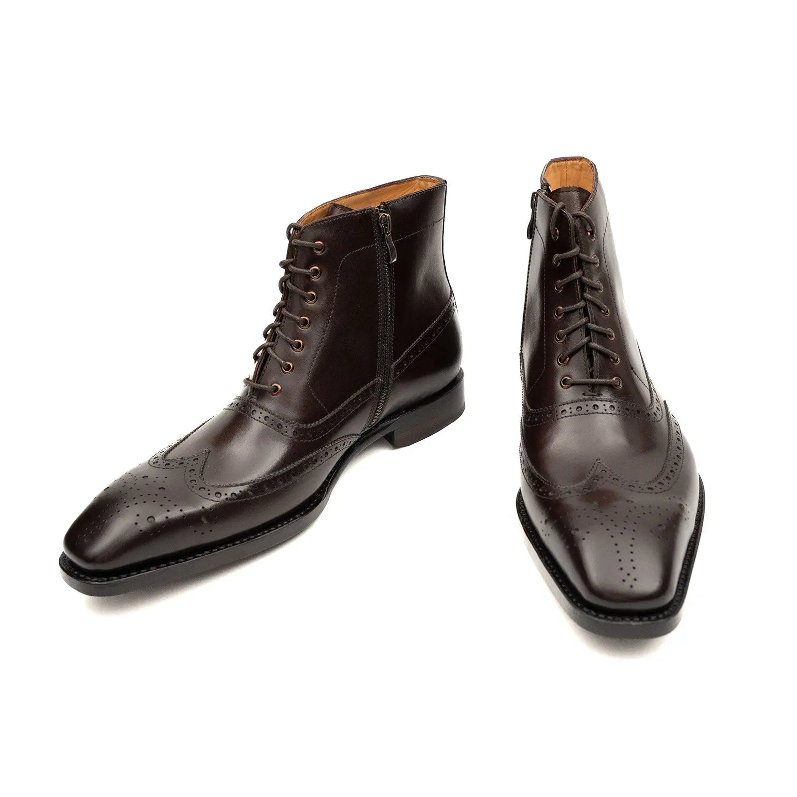 Burnished Leather Lace-Up Boots
