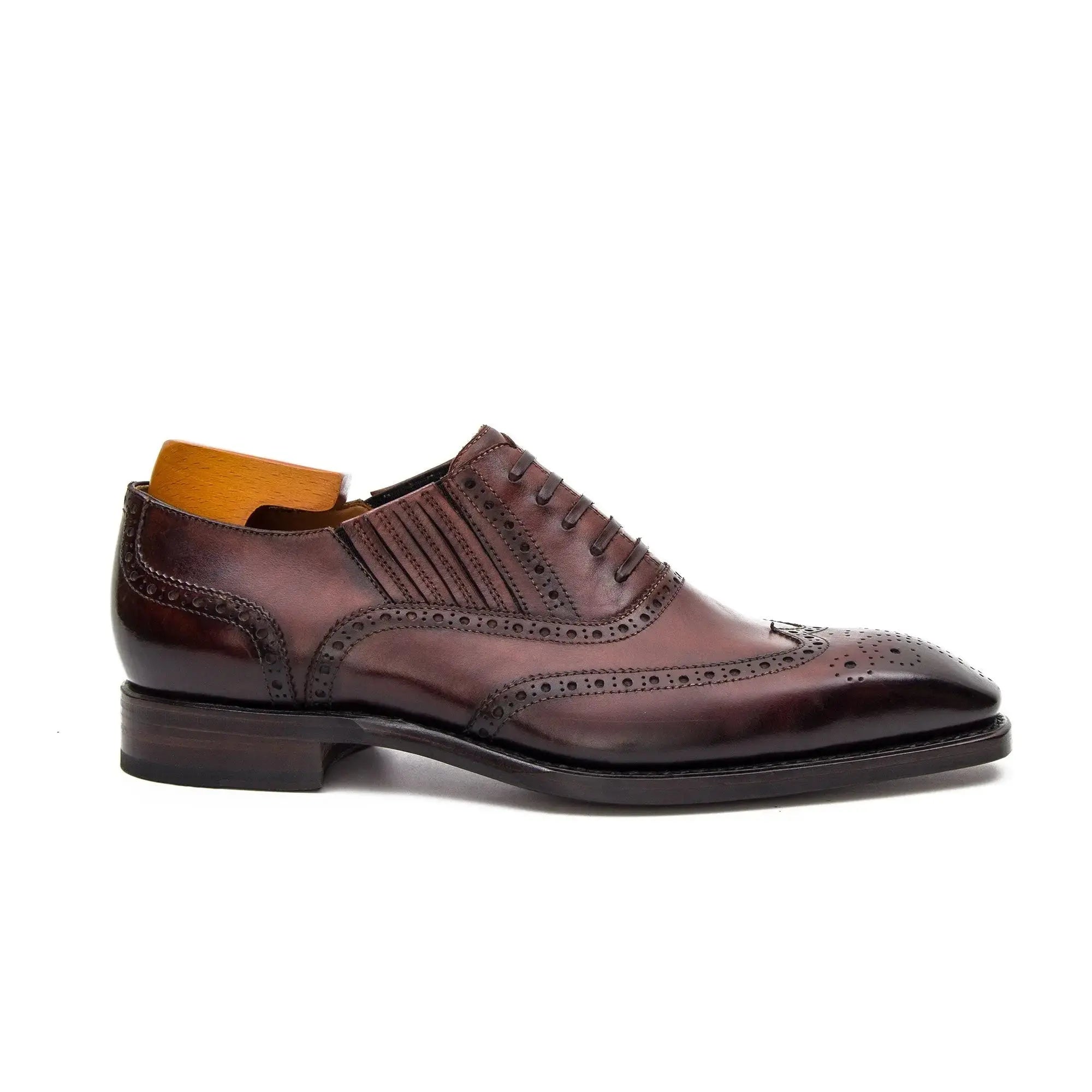 Burgundy Brogued Oxford Shoe