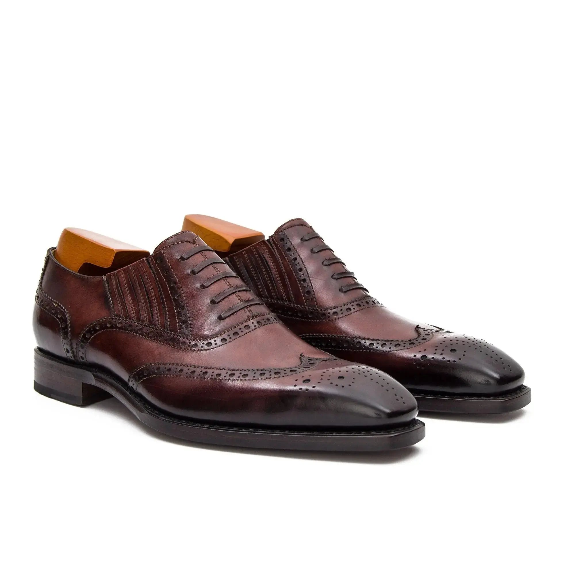 Burgundy Brogued Oxford Shoe