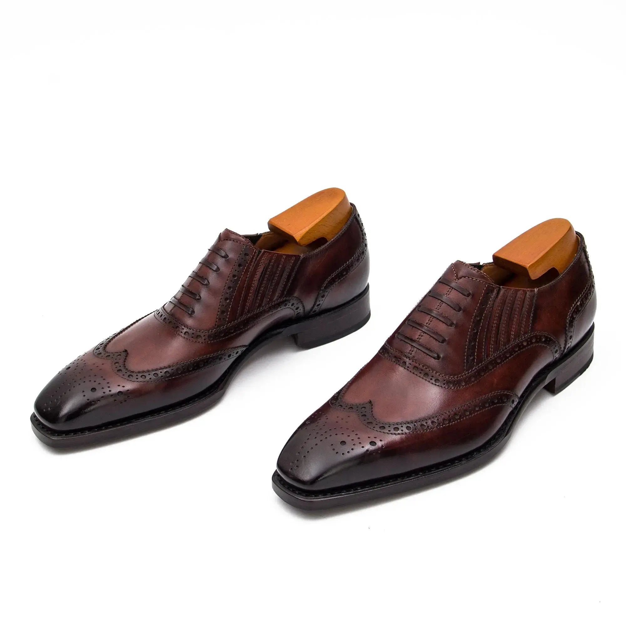 Burgundy Brogued Oxford Shoe