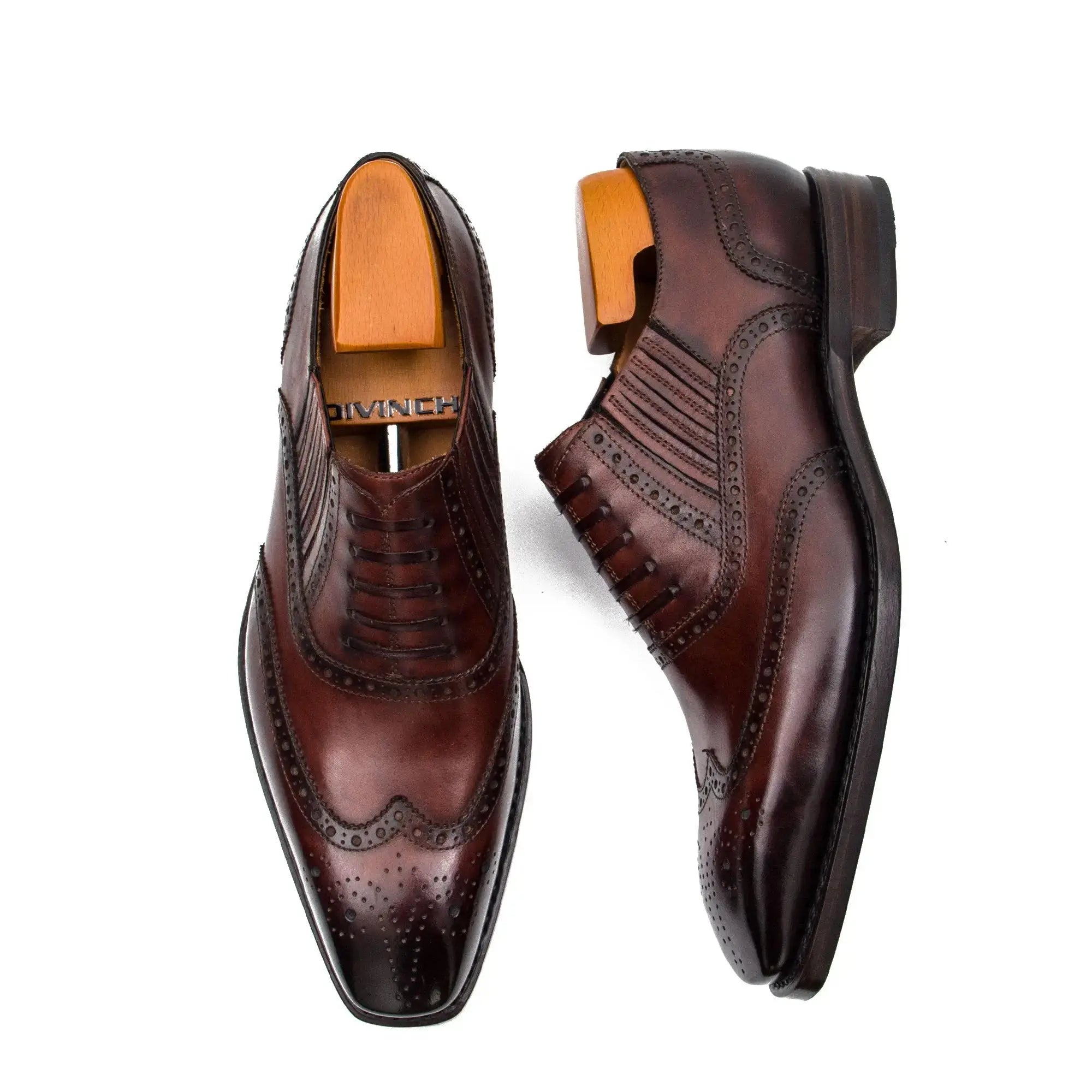 Burgundy Brogued Oxford Shoe