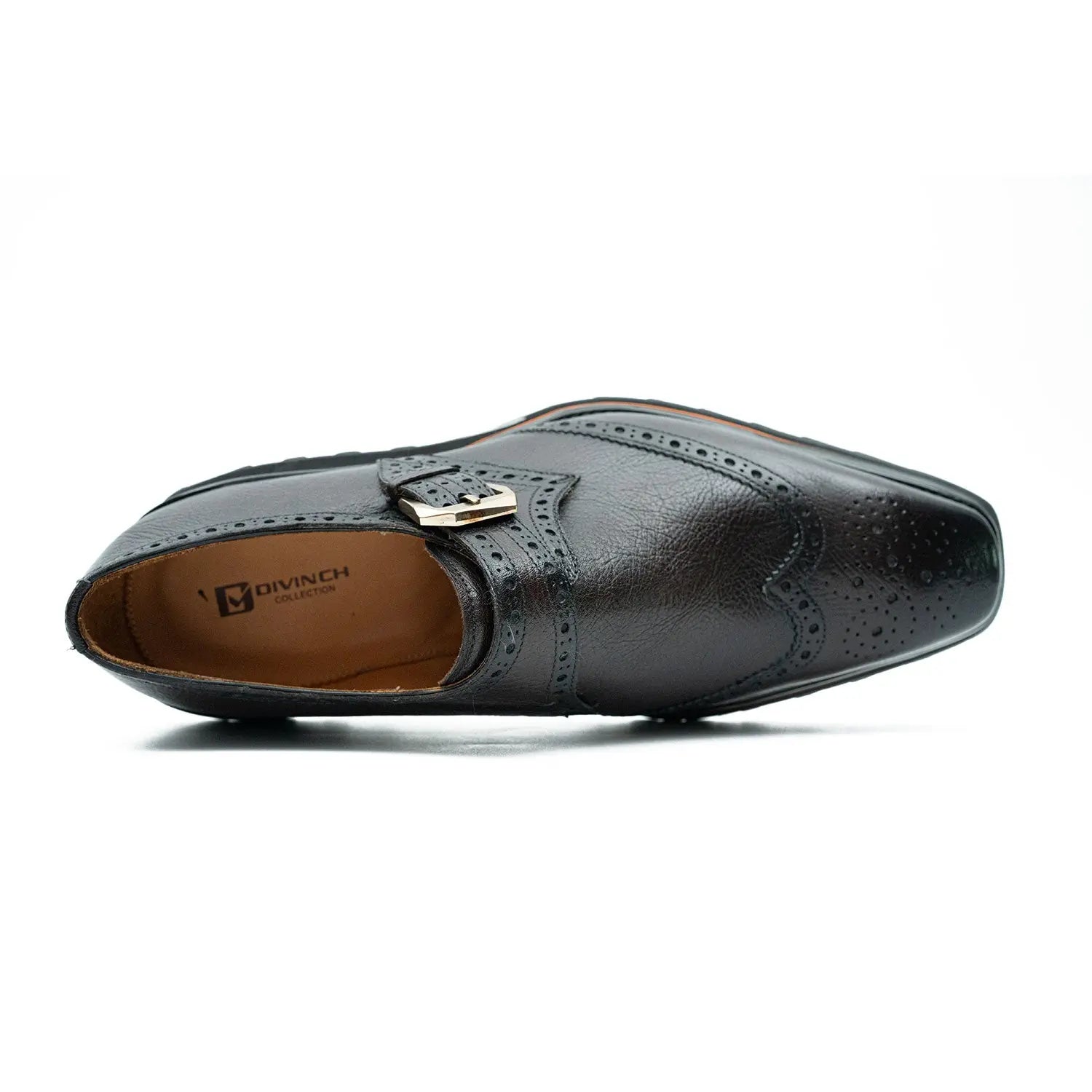 Dark Monk Strap Brogue Lift Shoe