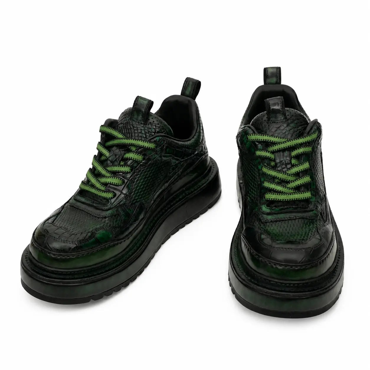 Green Patina Platform Leather Sneaker