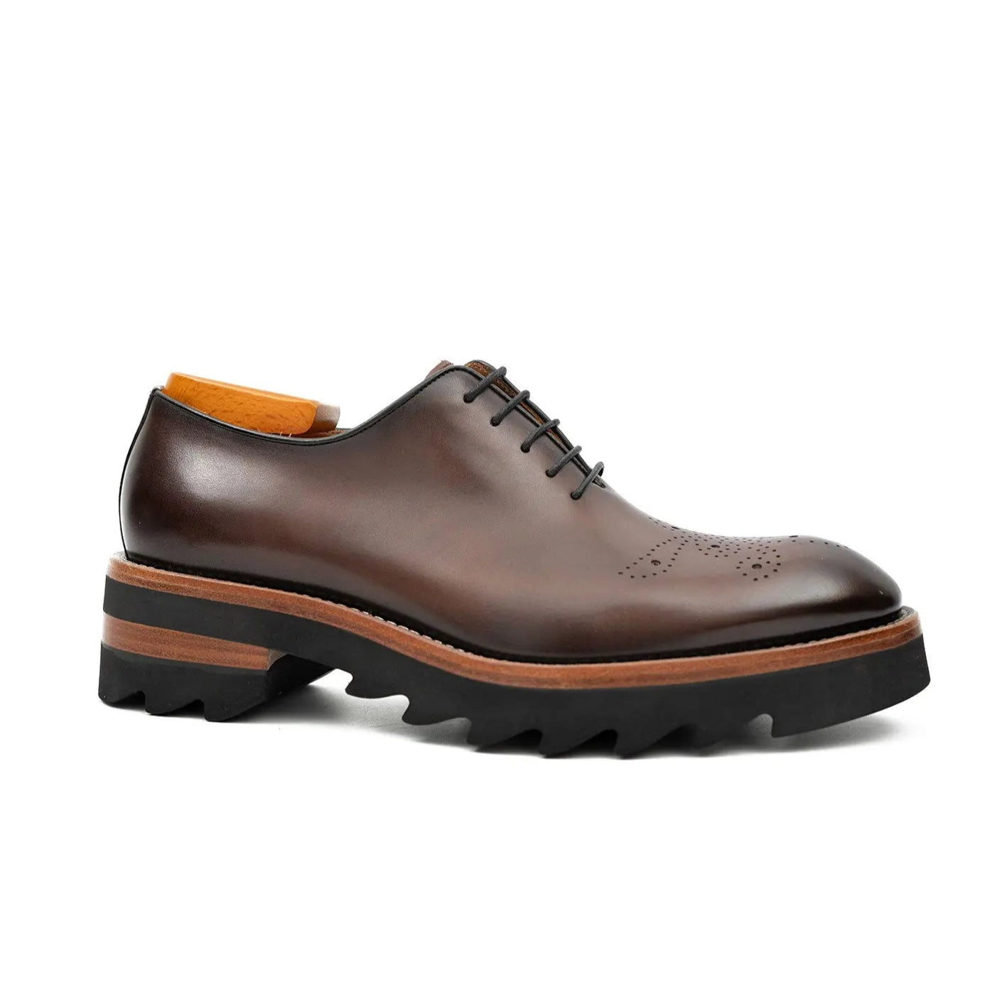 Brown Medallion Oxford with Lug Sole