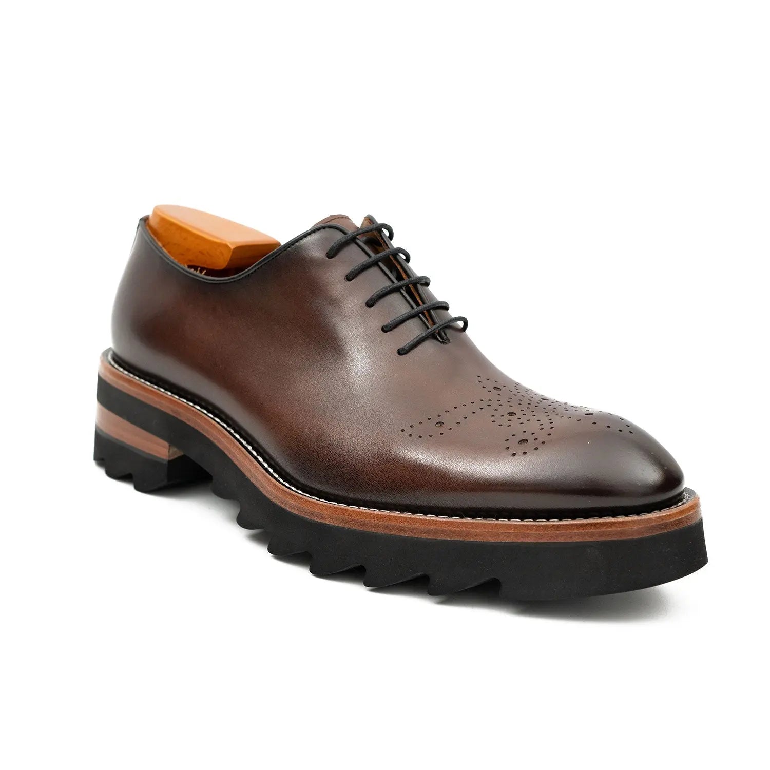 Brown Medallion Oxford with Lug Sole