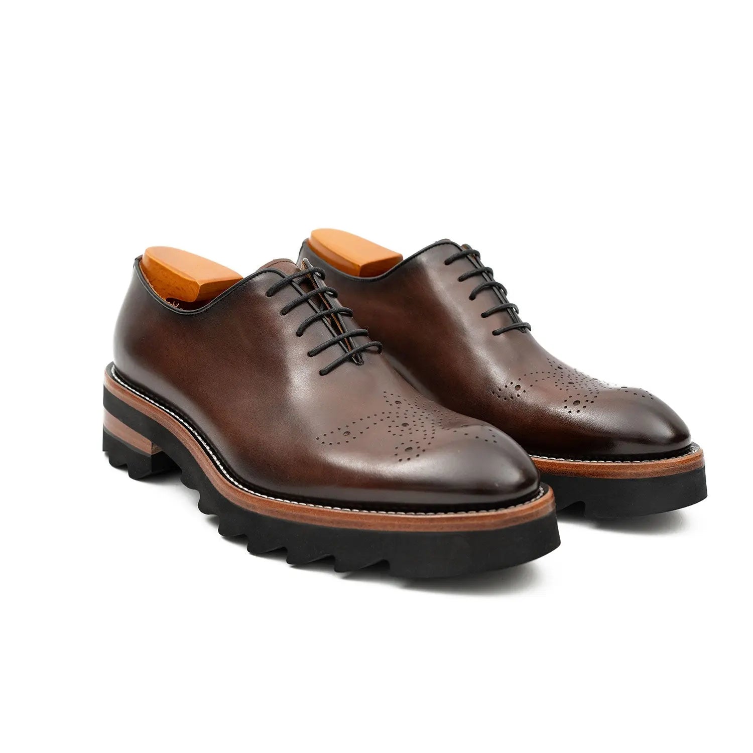 Brown Medallion Oxford with Lug Sole