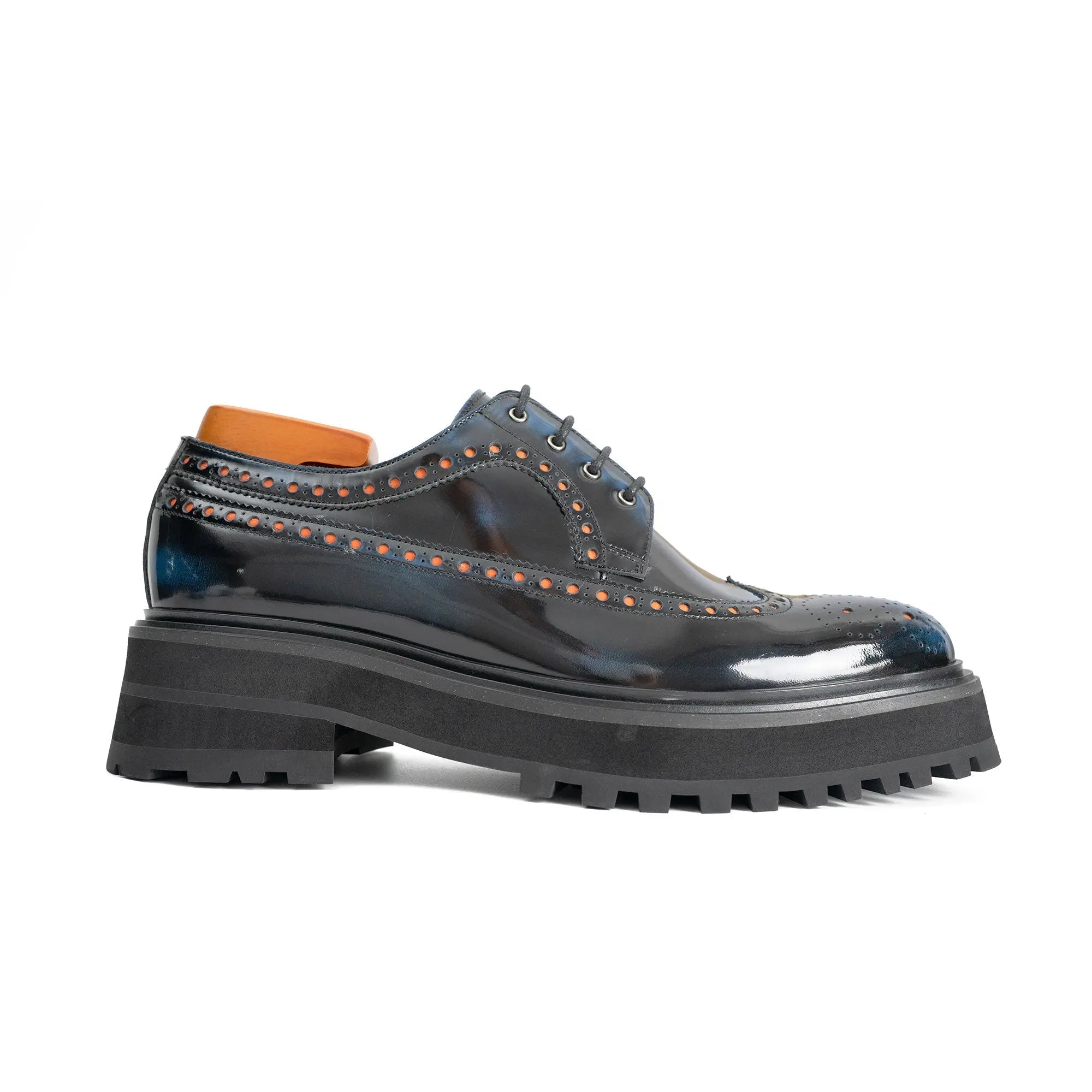 Midnight Blue Lug Wingtip Derby