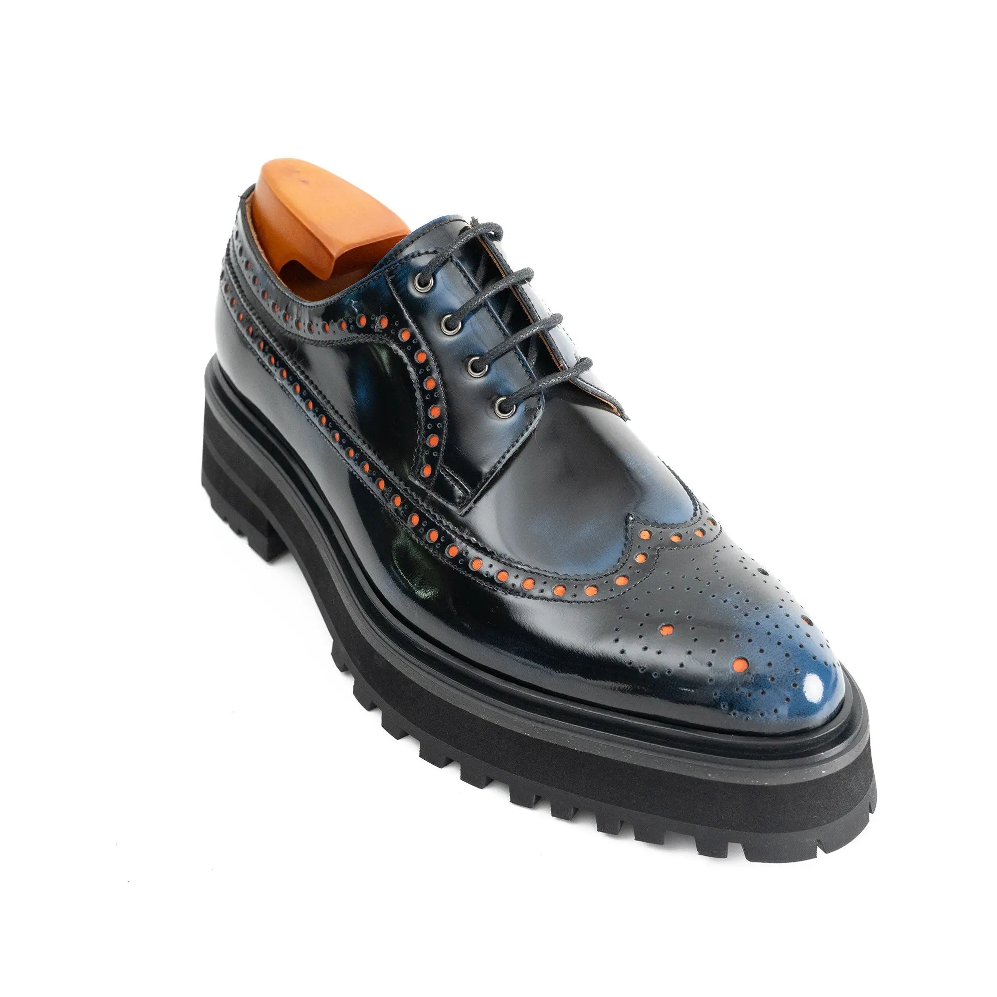 Midnight Blue Lug Wingtip Derby