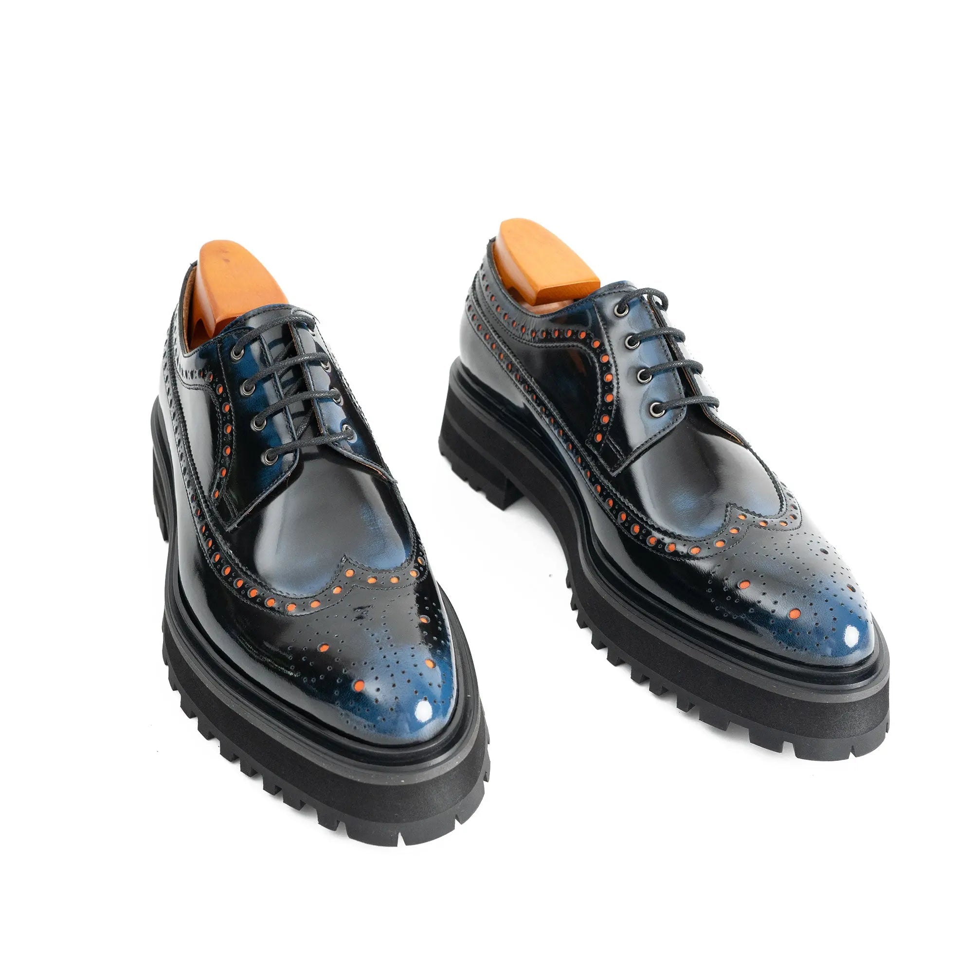 Midnight Blue Lug Wingtip Derby