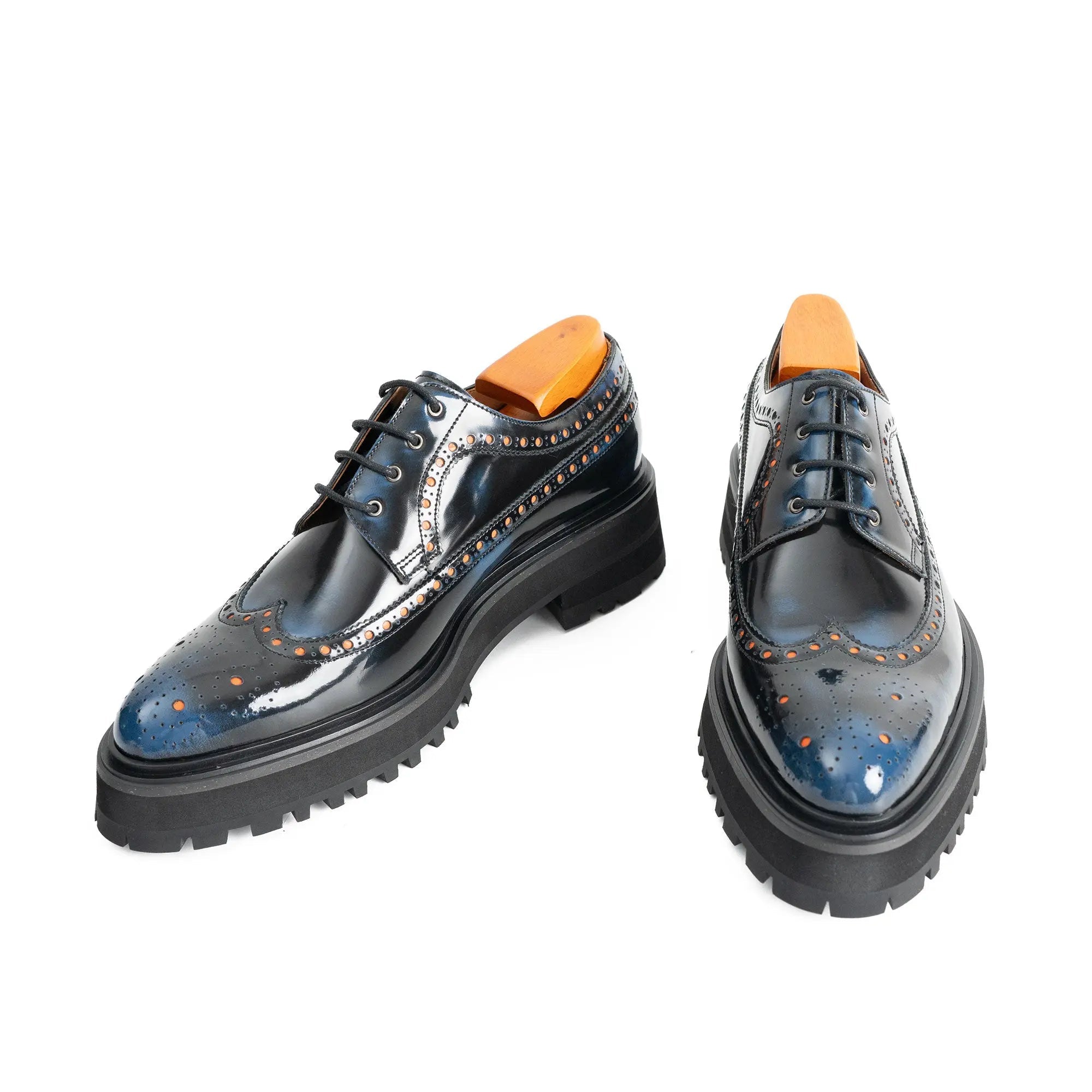 Midnight Blue Lug Wingtip Derby