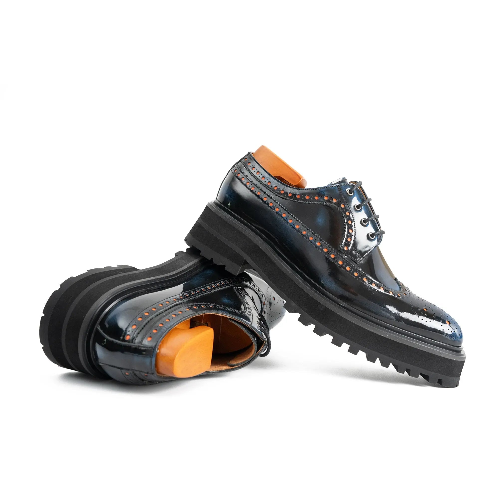 Midnight Blue Lug Wingtip Derby
