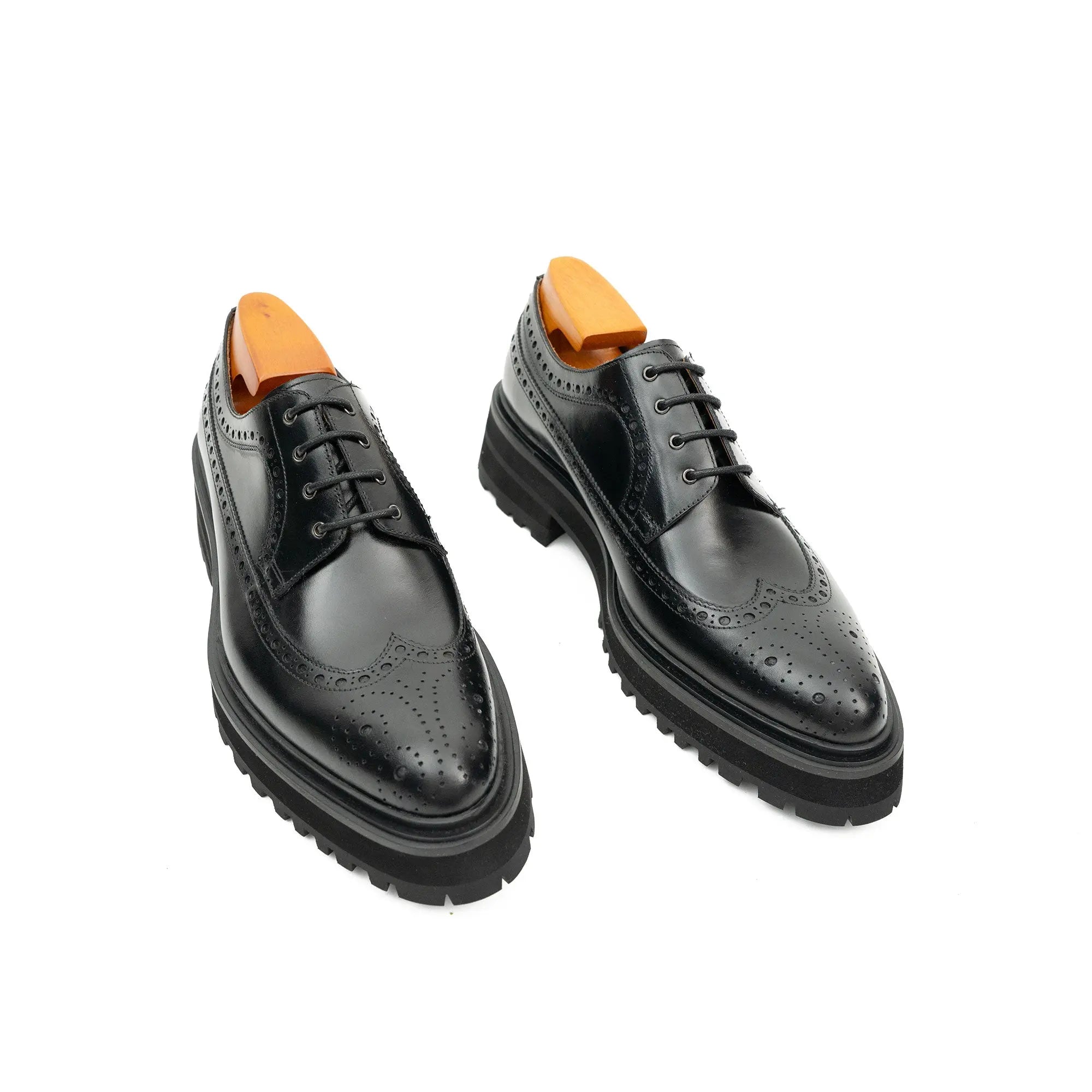 Black Wingtip Derby with Lug Sole