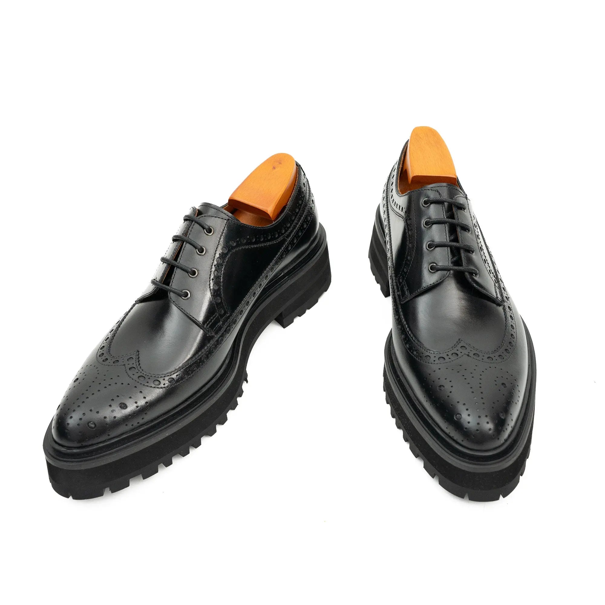 Black Wingtip Derby with Lug Sole