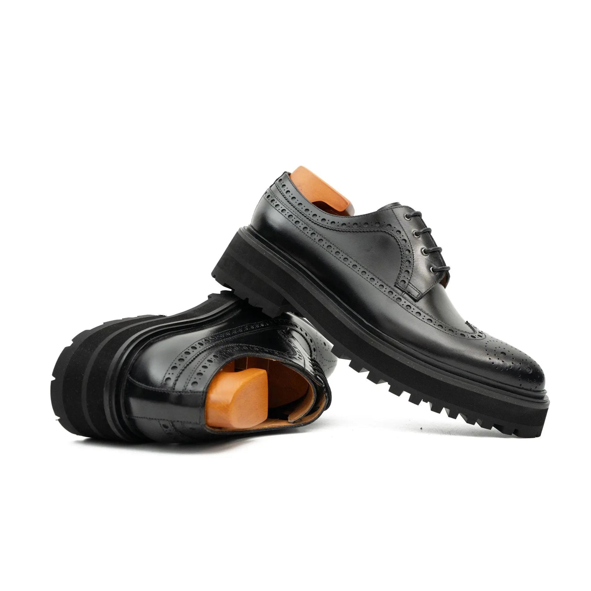 Black Wingtip Derby with Lug Sole