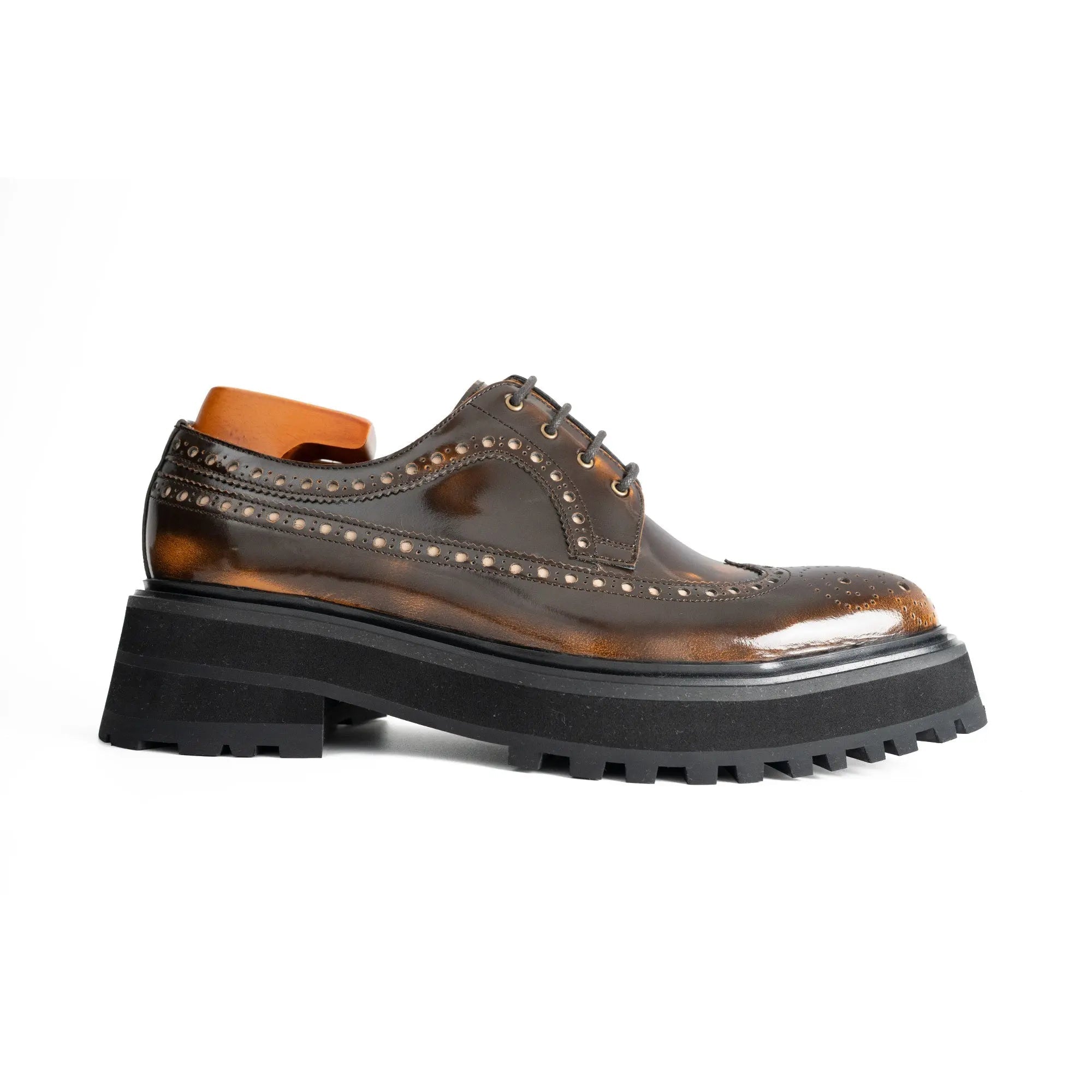 Brown Polished Wingtip Derby