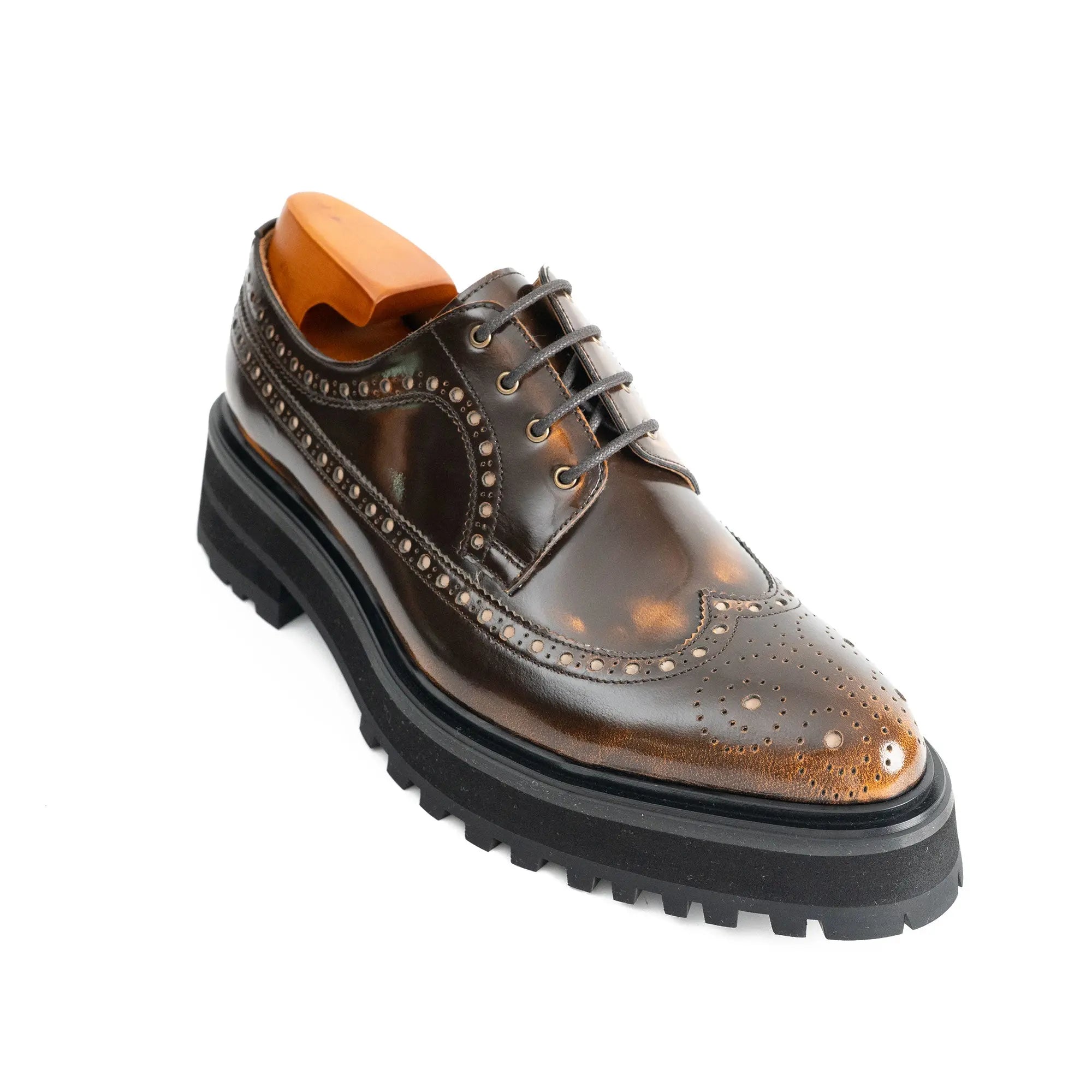 Brown Polished Wingtip Derby