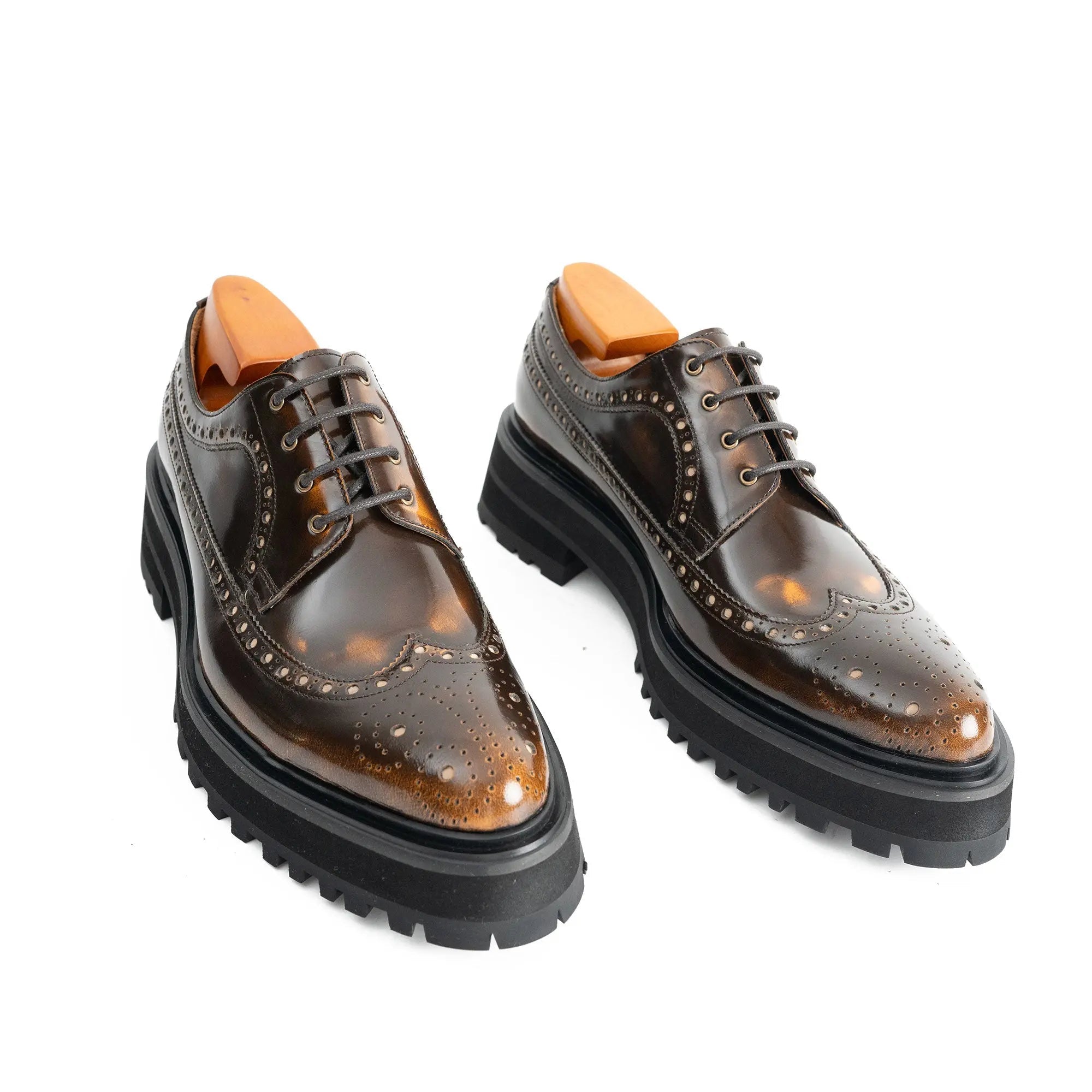 Brown Polished Wingtip Derby