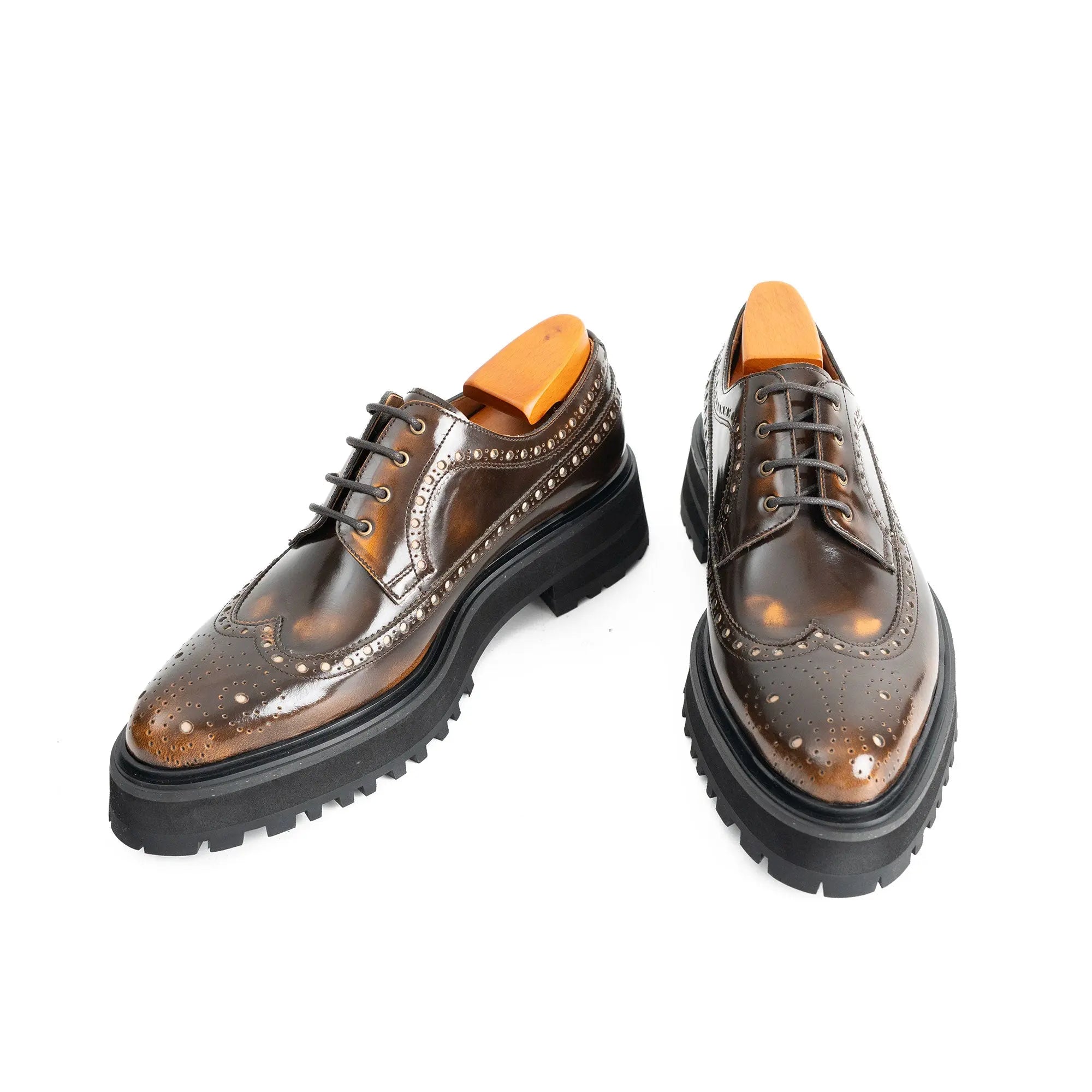 Brown Polished Wingtip Derby