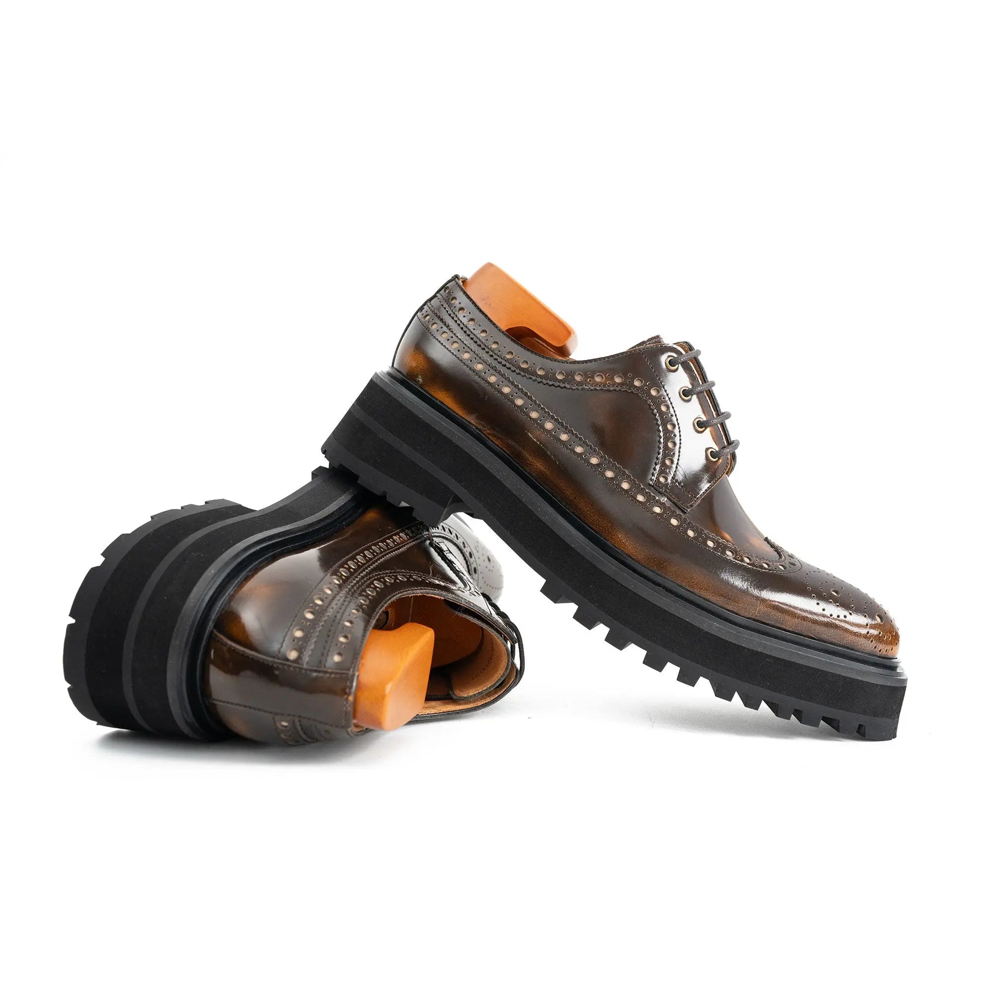 Brown Polished Wingtip Derby