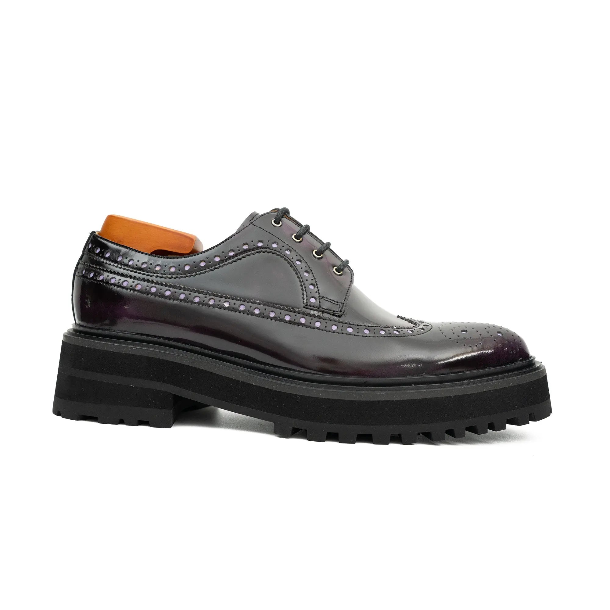 Polished Dark Derby with Lug Sole