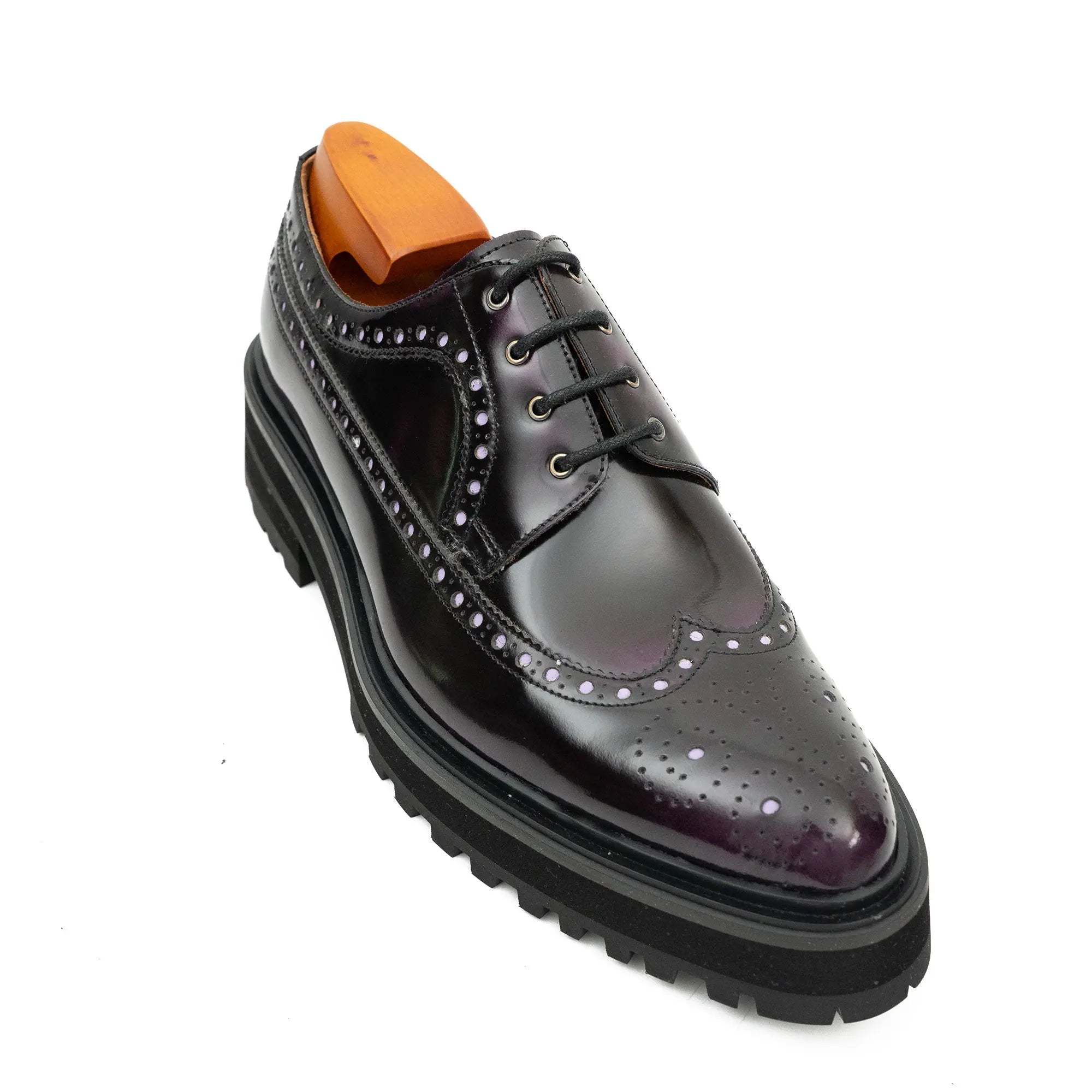 Polished Dark Derby with Lug Sole