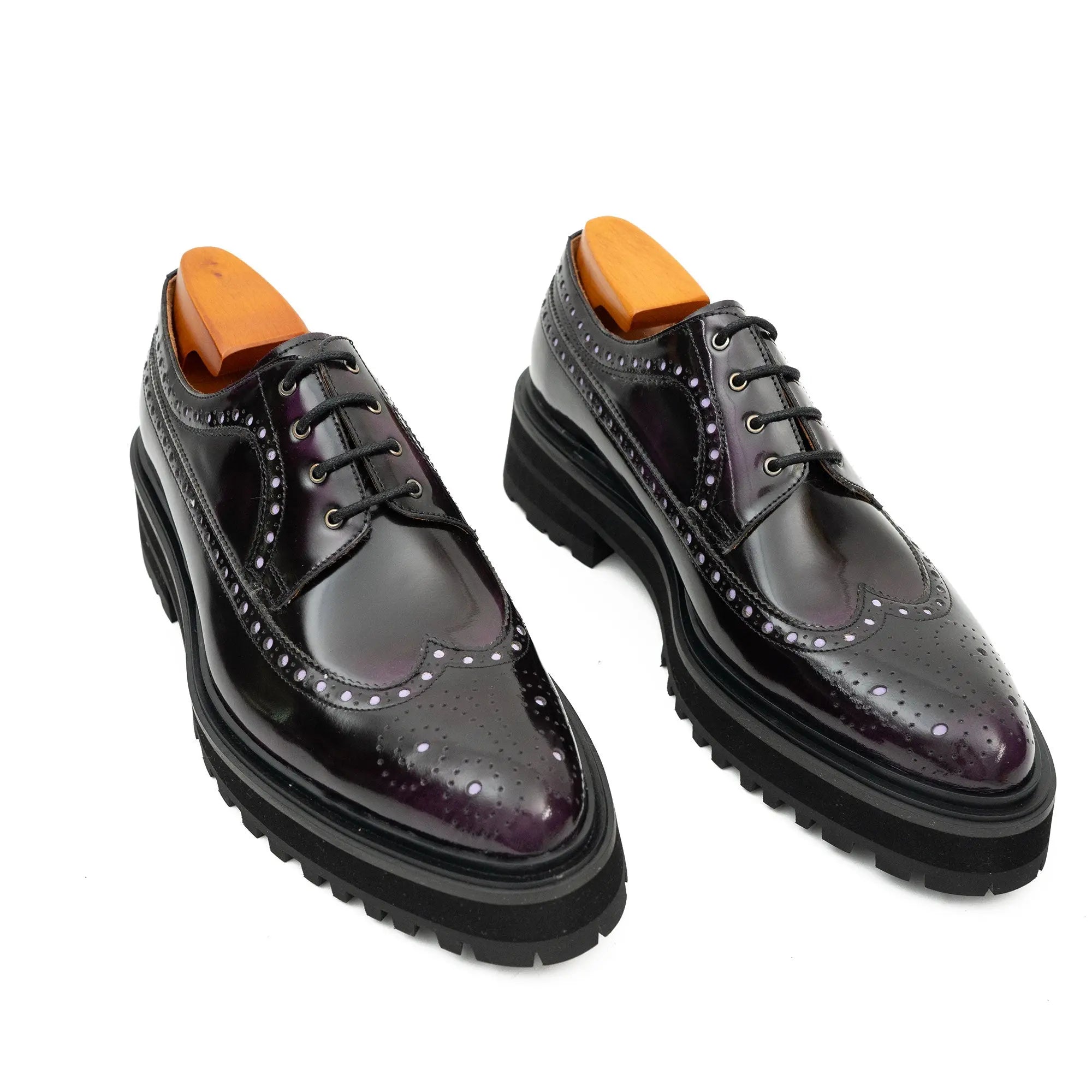 Polished Dark Derby with Lug Sole