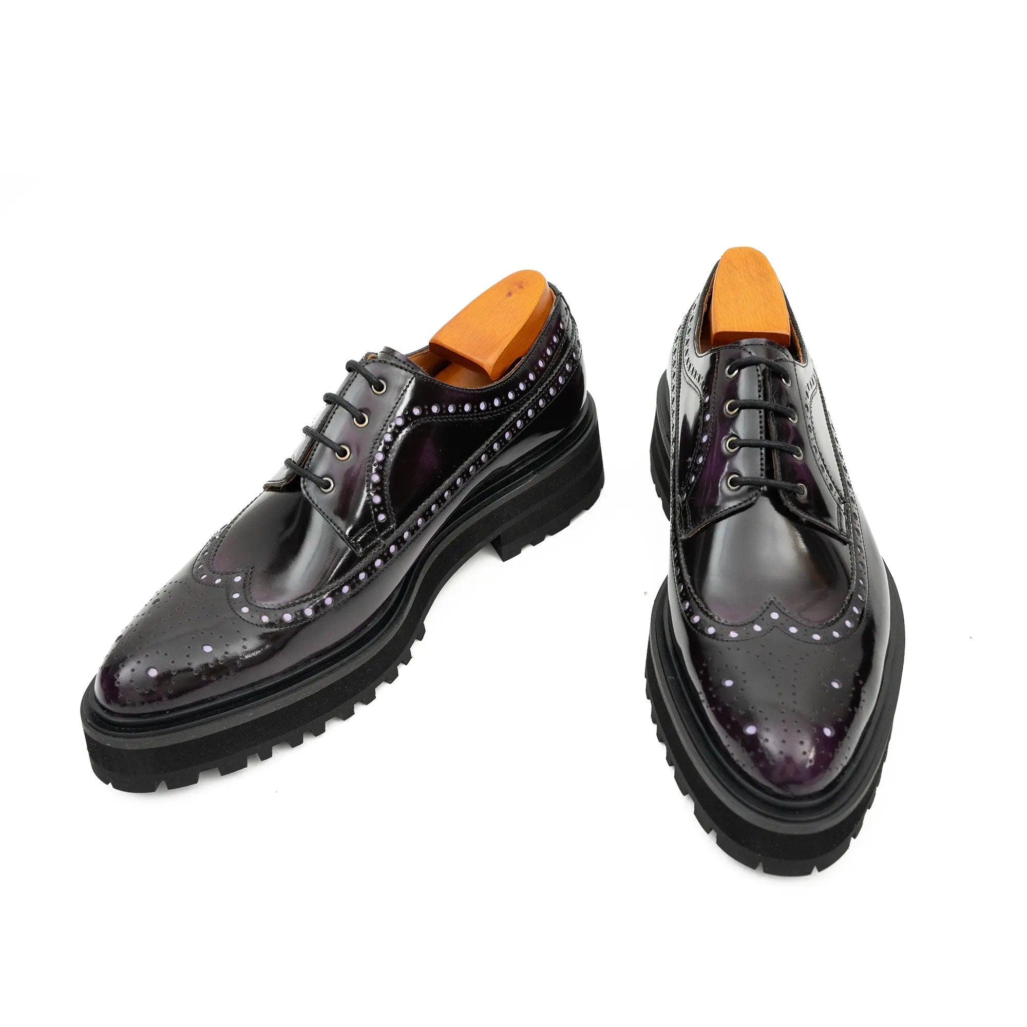 Polished Dark Derby with Lug Sole