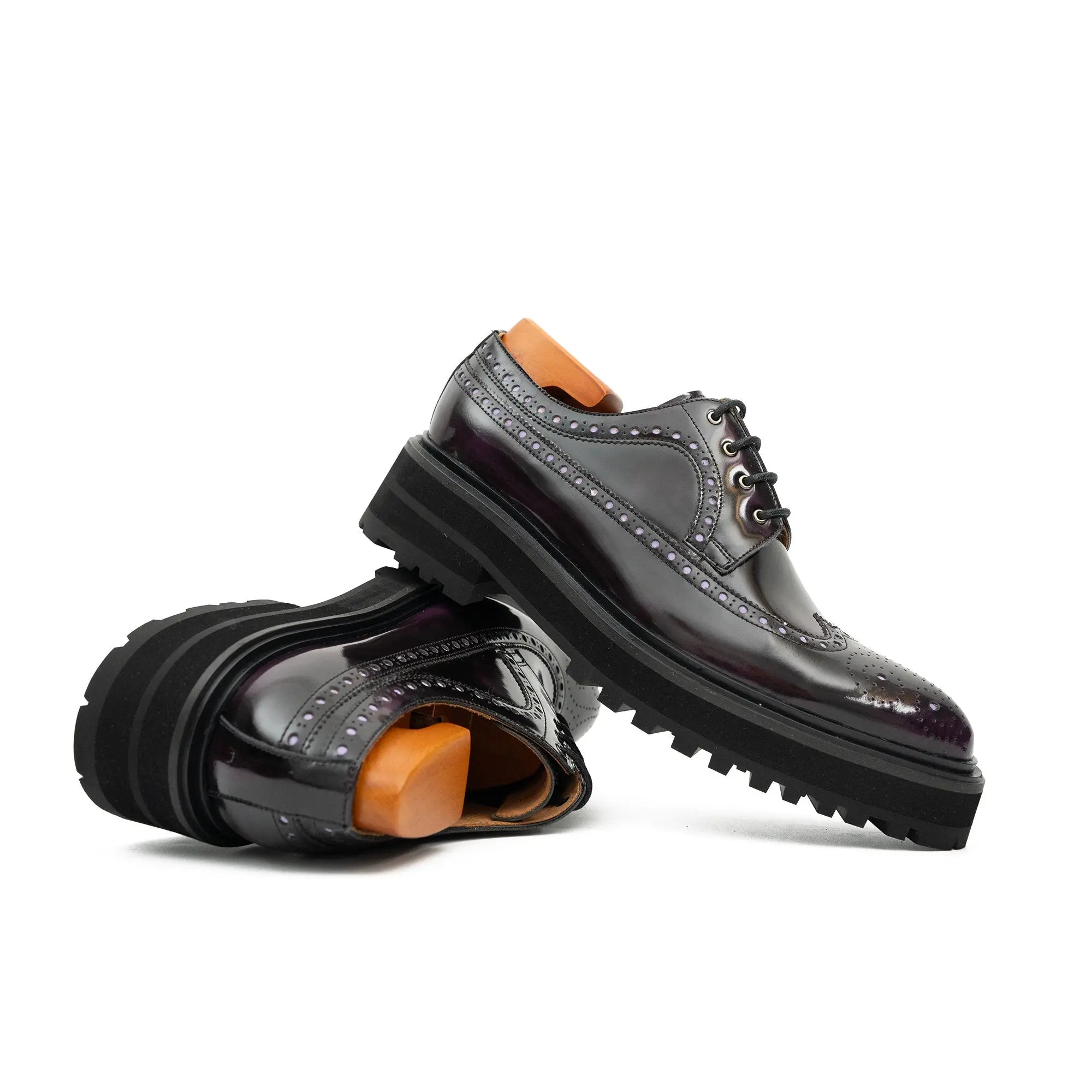 Polished Dark Derby with Lug Sole